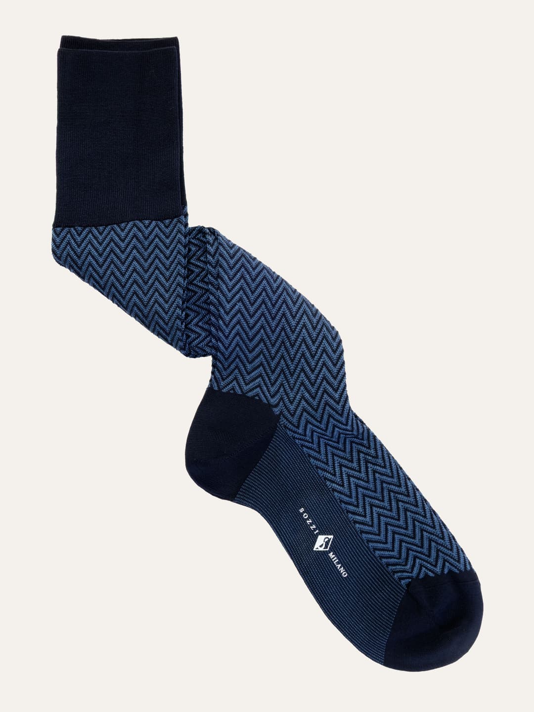 Long Cotton Socks with Chevron Pattern