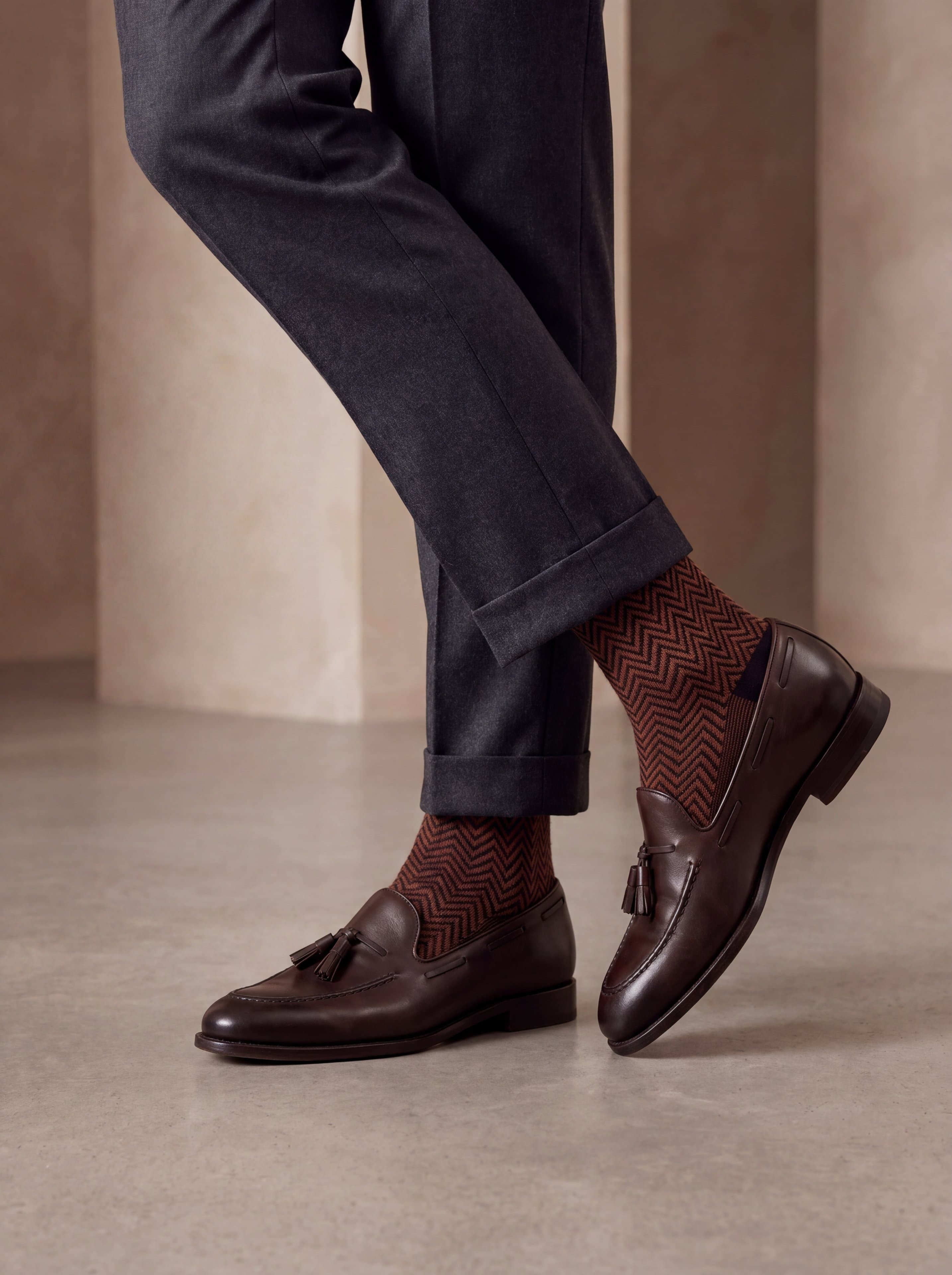 Lange Baumwollsocken mit Chevron-Muster - Image 3