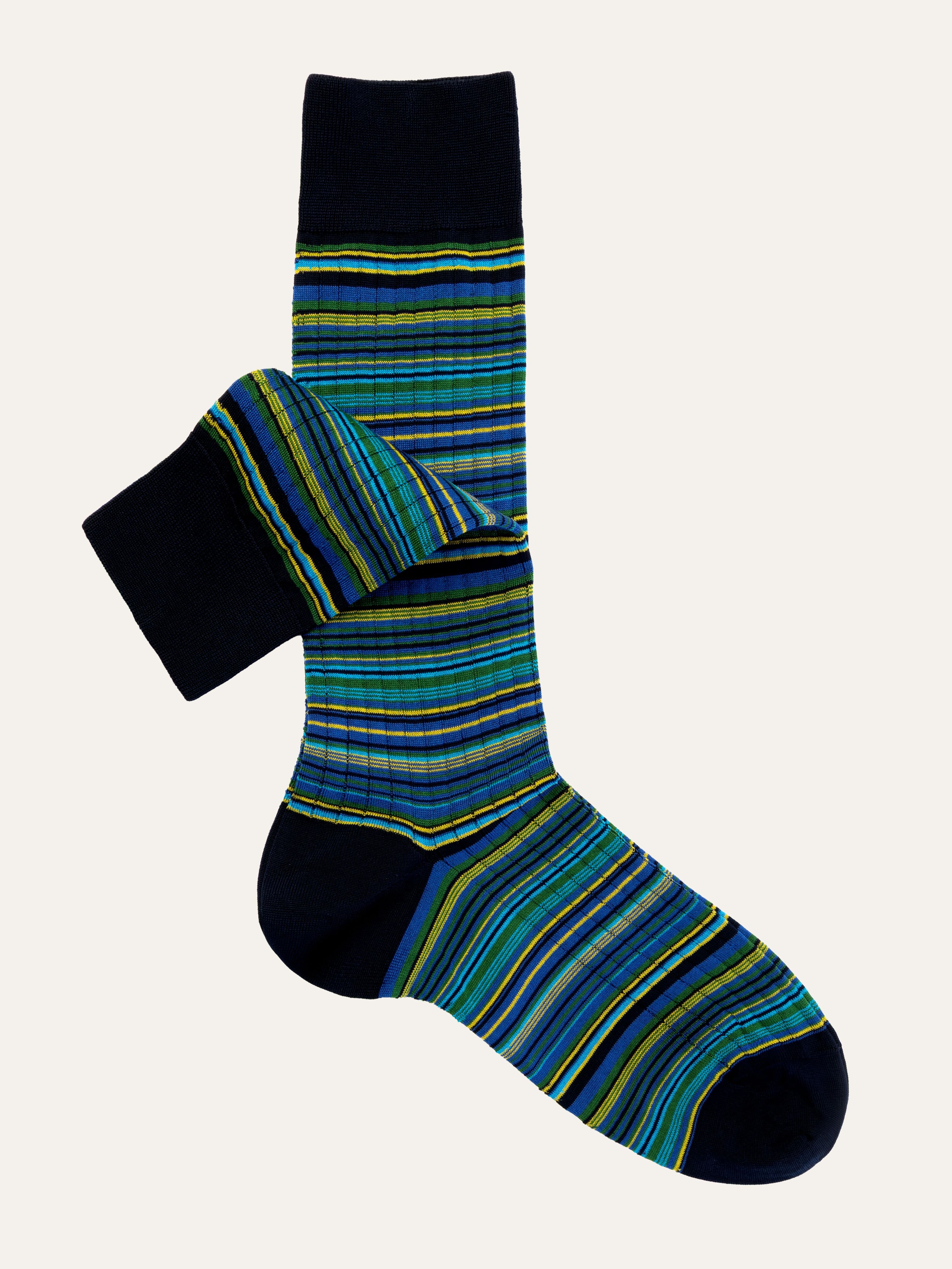Calze Corte in Cotone a Righe Multicolore - Image 1