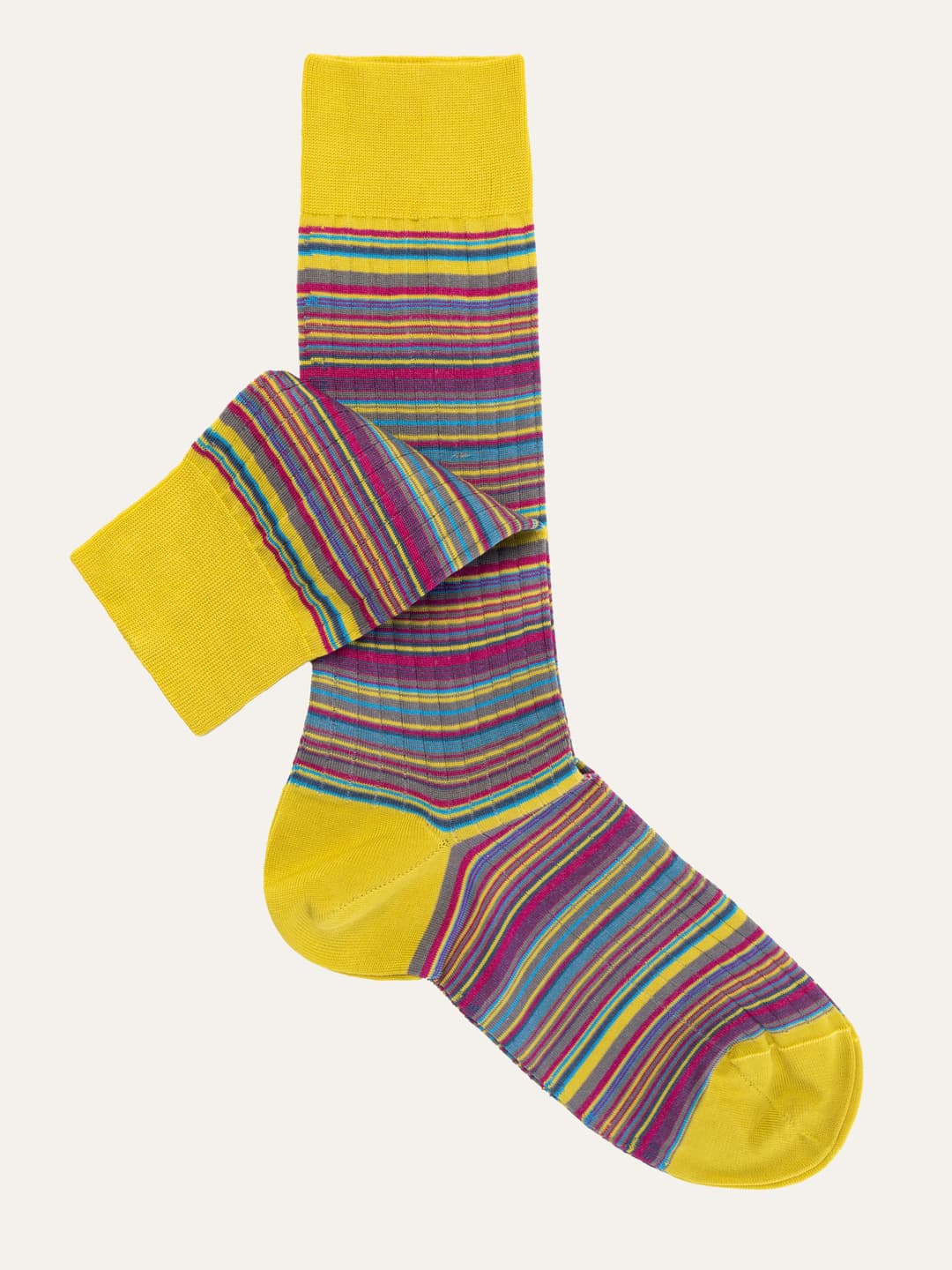 Short Cotton Socks with Multicolor Stripe Pattern