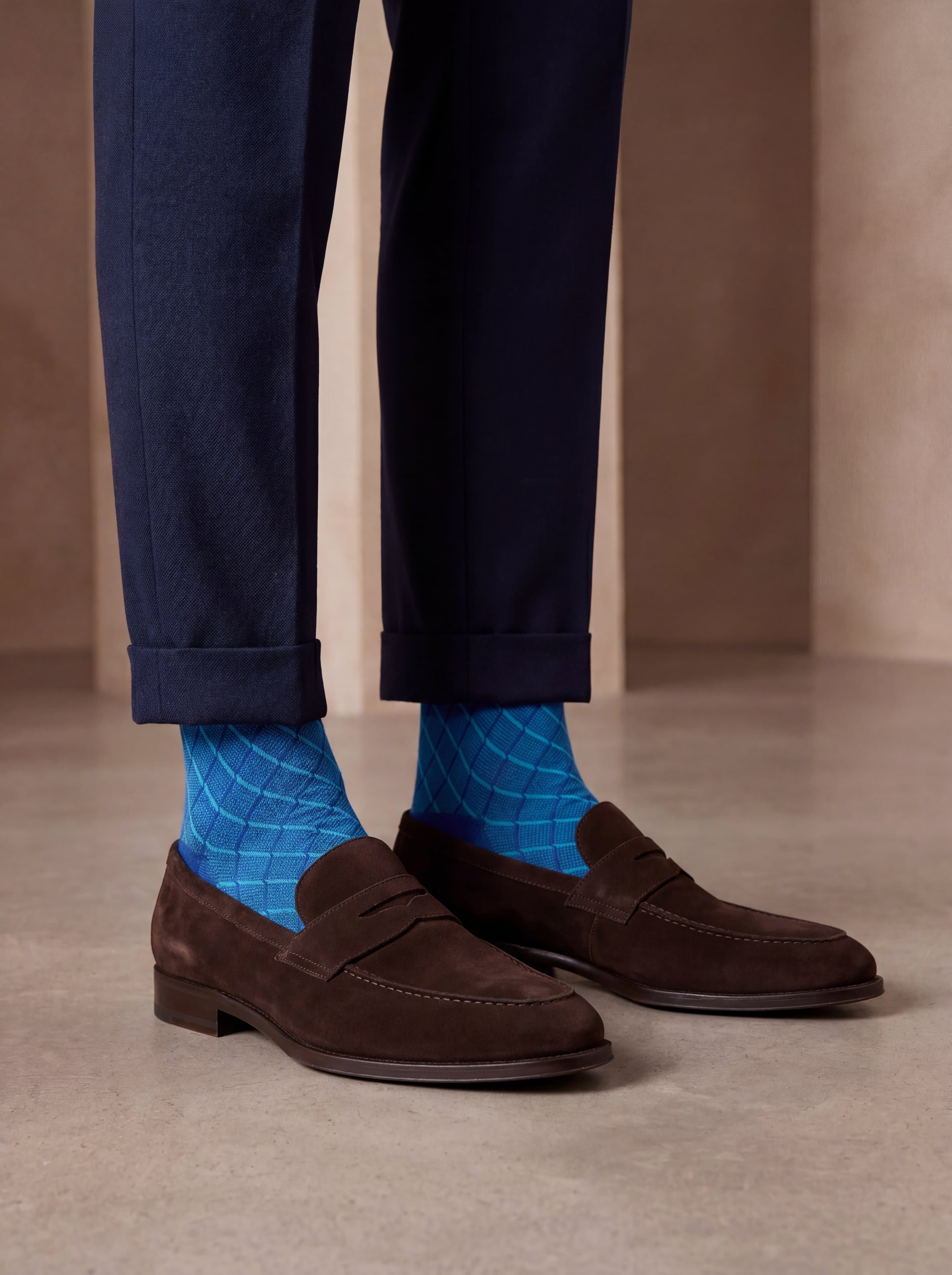 Short Cotton Socks with Geometric Diamond Pattern - Image 3
