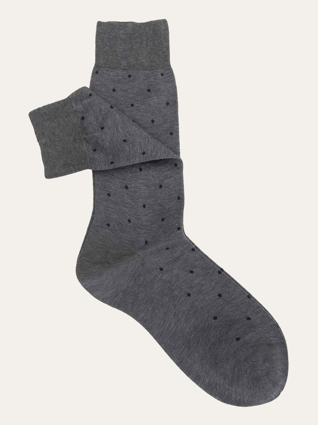 Fine Cotton Short Socks with Elegant Polka Dot Pattern