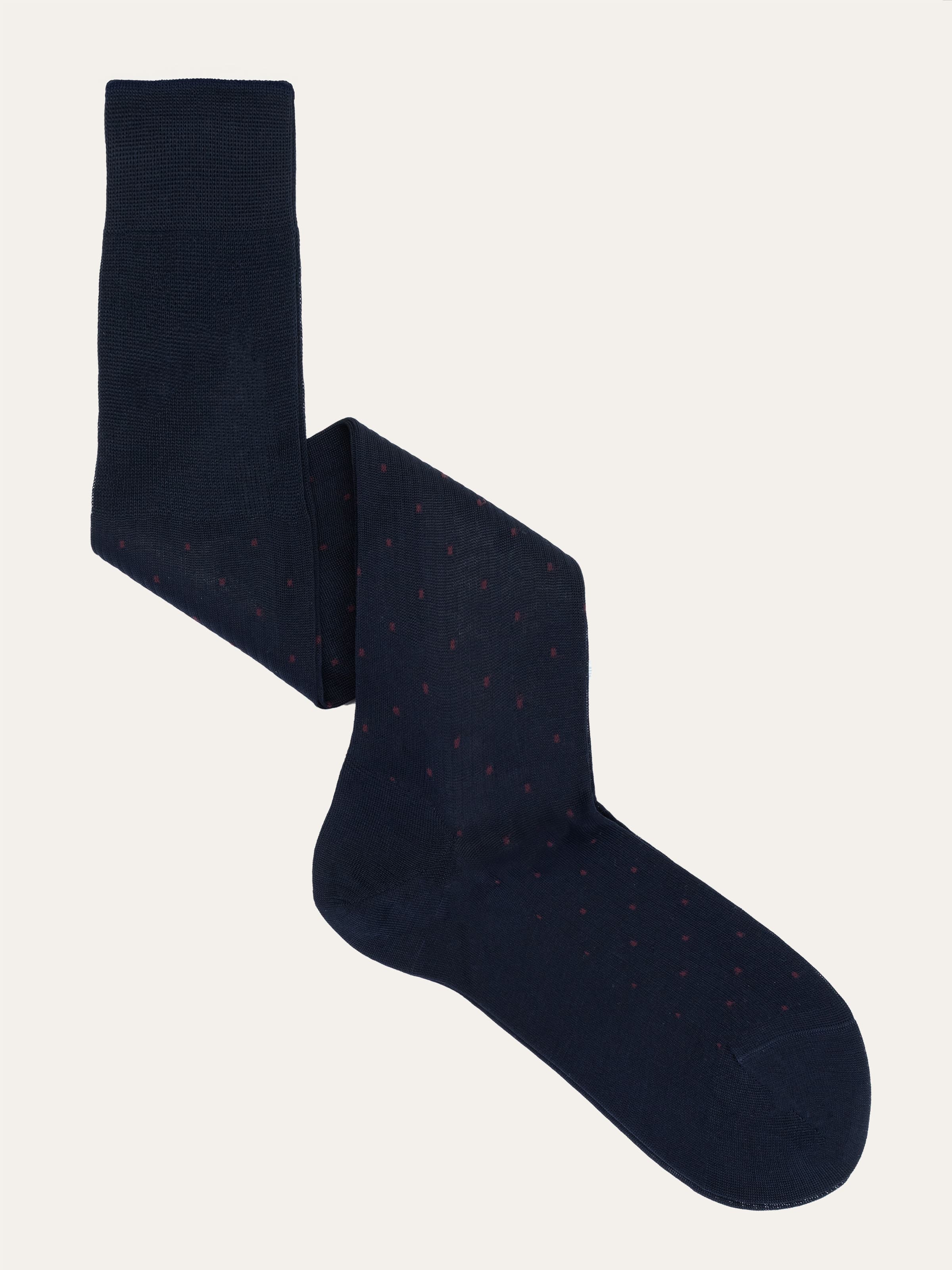 Medium Weight Long Socks with Polka dot Pattern in Lisle Cotton - Image 1
