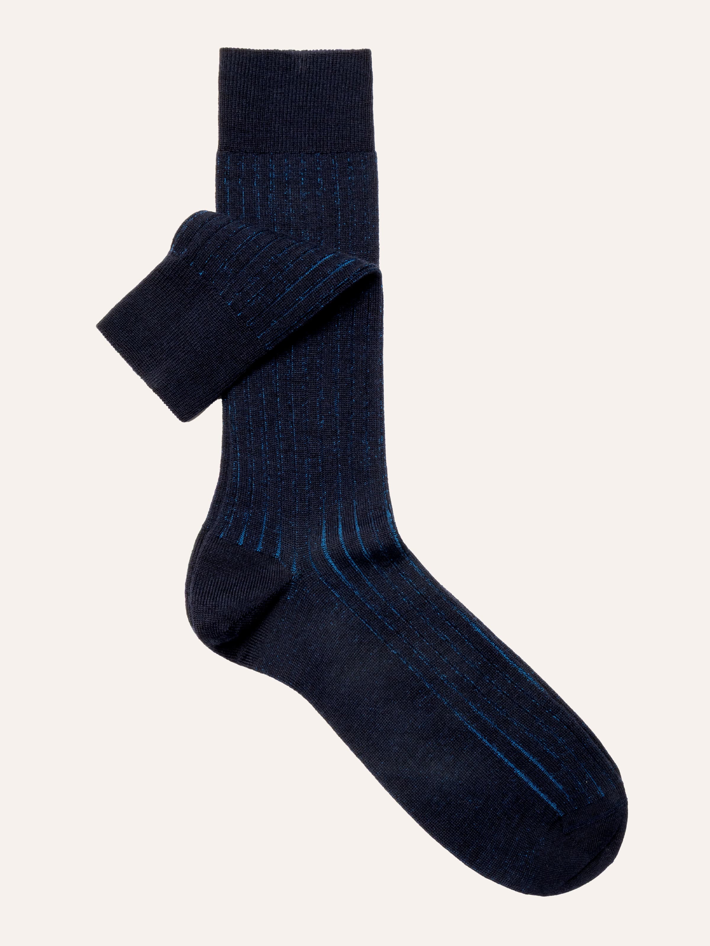 Short Two-Tone Vanisé Ribbed Wool Socks