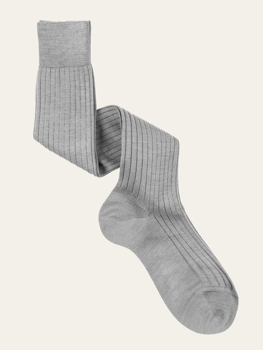 Ribbed Solid Color Merino Wool Long Socks