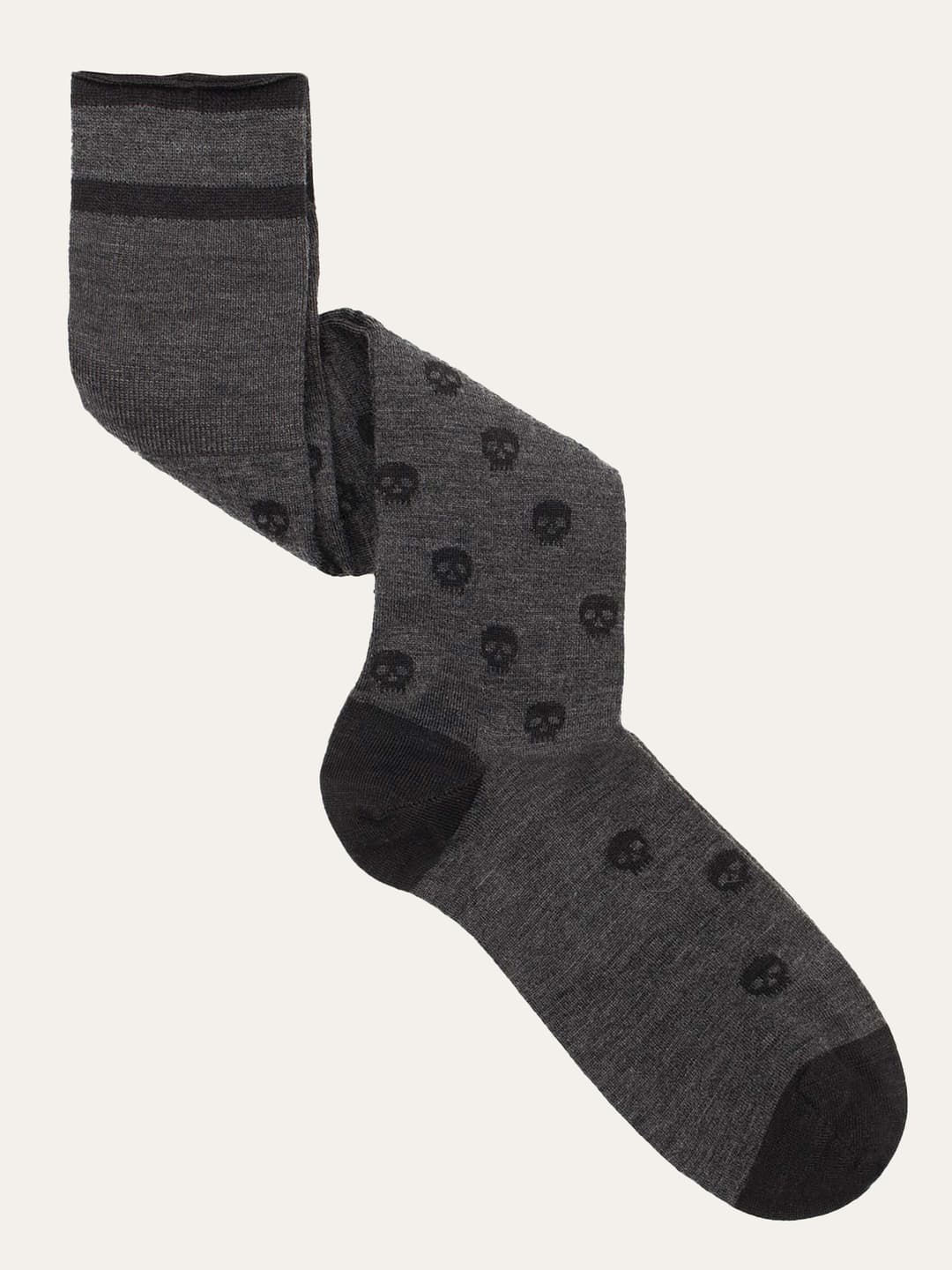 Men's Long Wool Socks with Skull Pattern