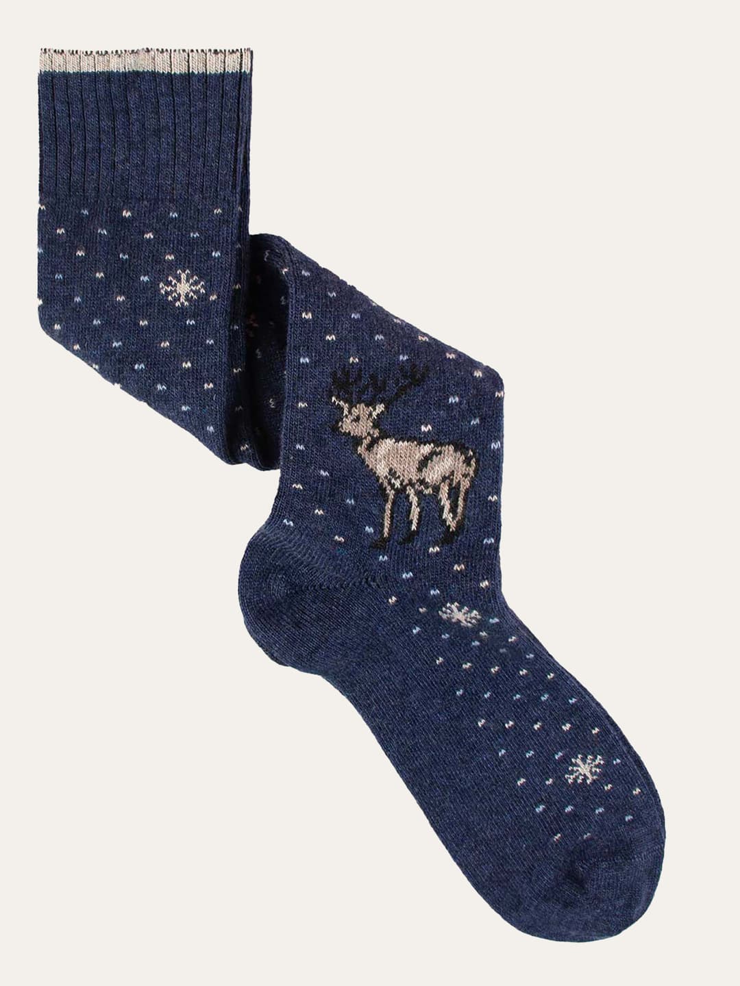 Calze lunghe fantasia Natalizia con renna in misto Cashmere