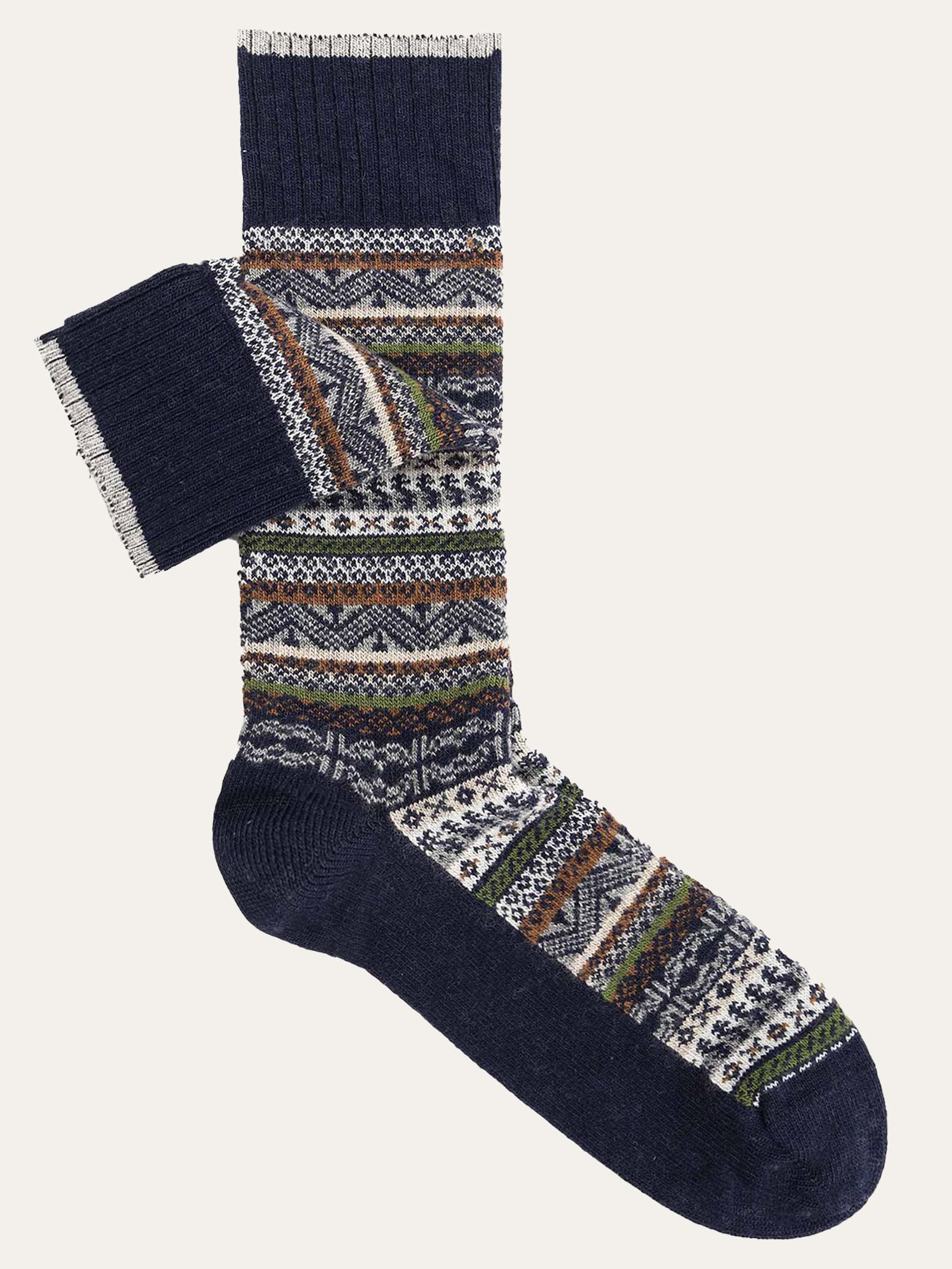 Calcetines cortos diseño Noruego en mezcla de Cachemira