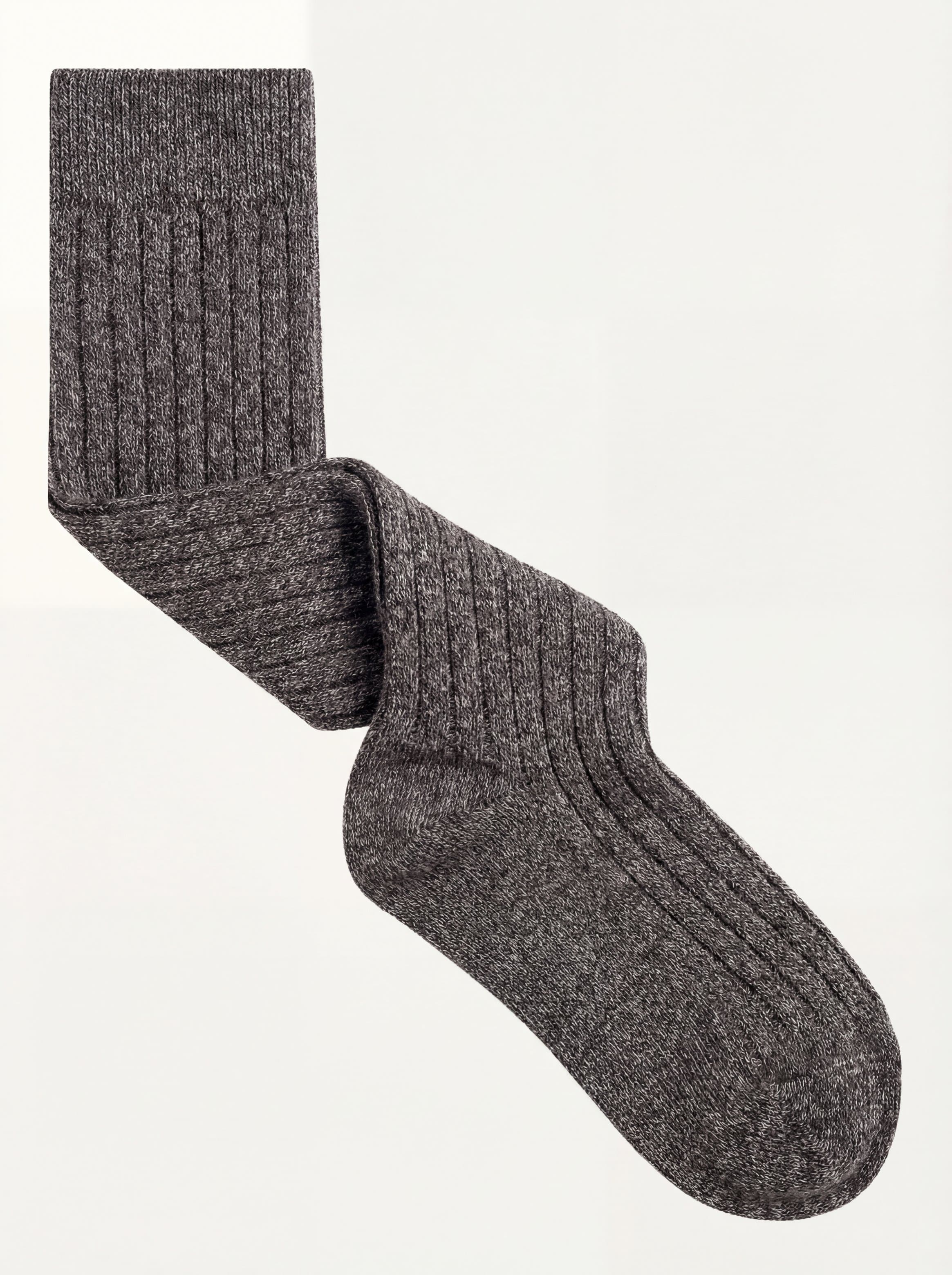 Calcetines largos acanalados con puntera y talón a contraste en mezcla de Cashmere - Image 1