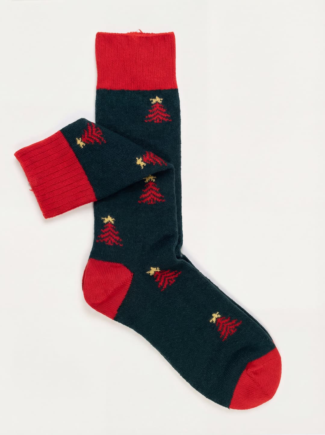 Short Christmas Tree Pattern Socks in Cashmere Blend