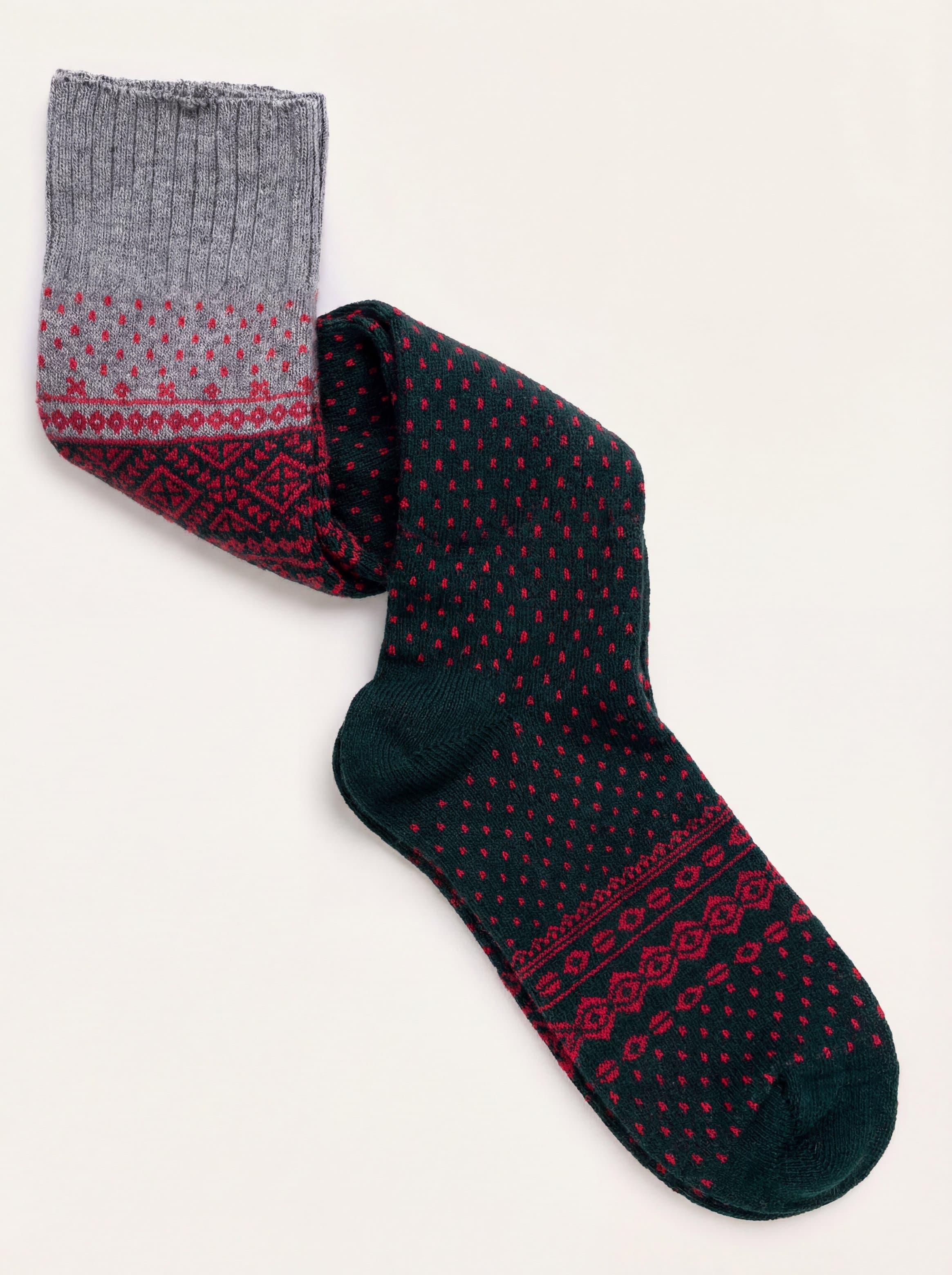Long Norwegian Pattern Socks in Cashmere Blend - Image 1