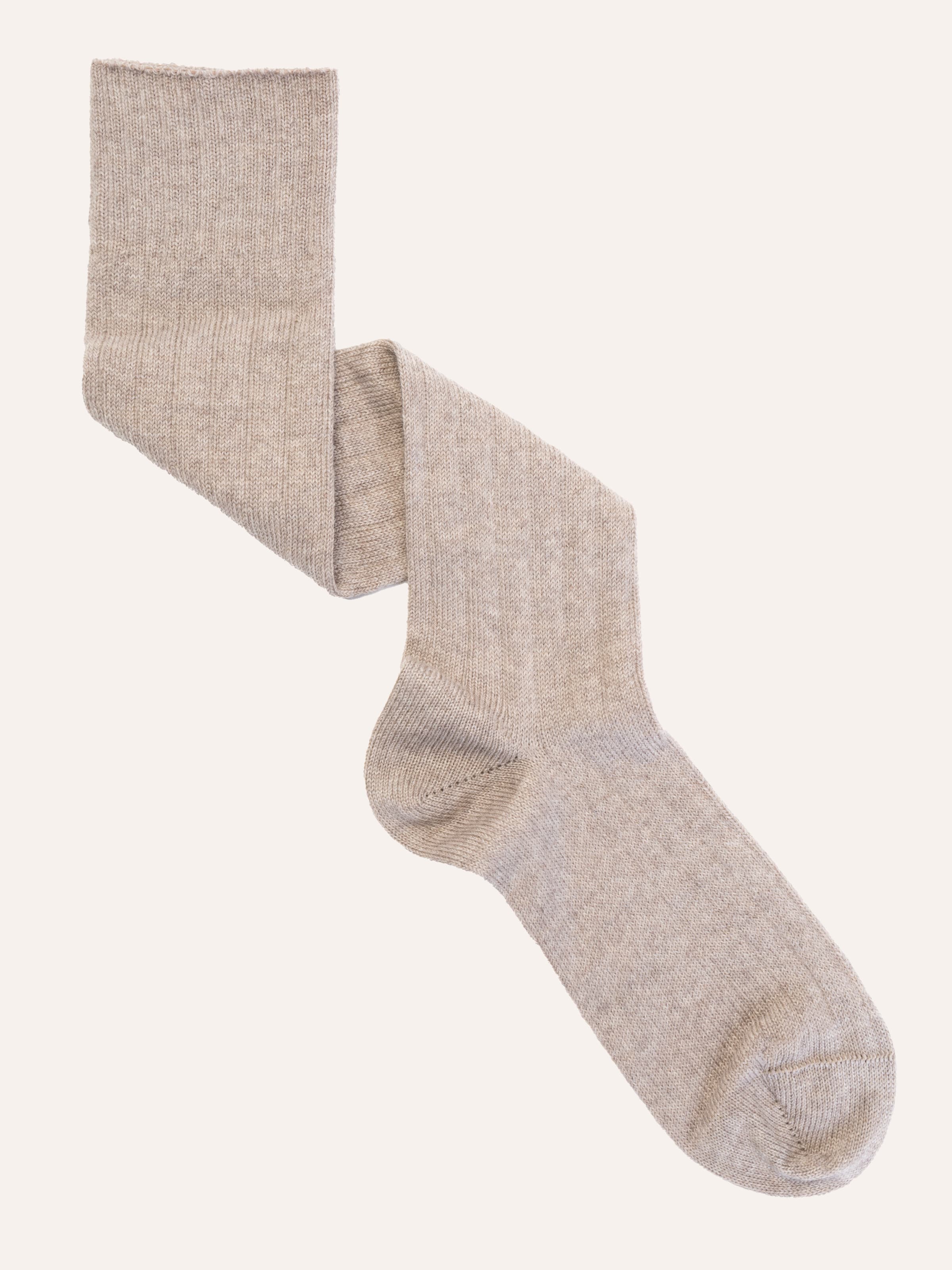 Long Lambswool Ribbed Socks