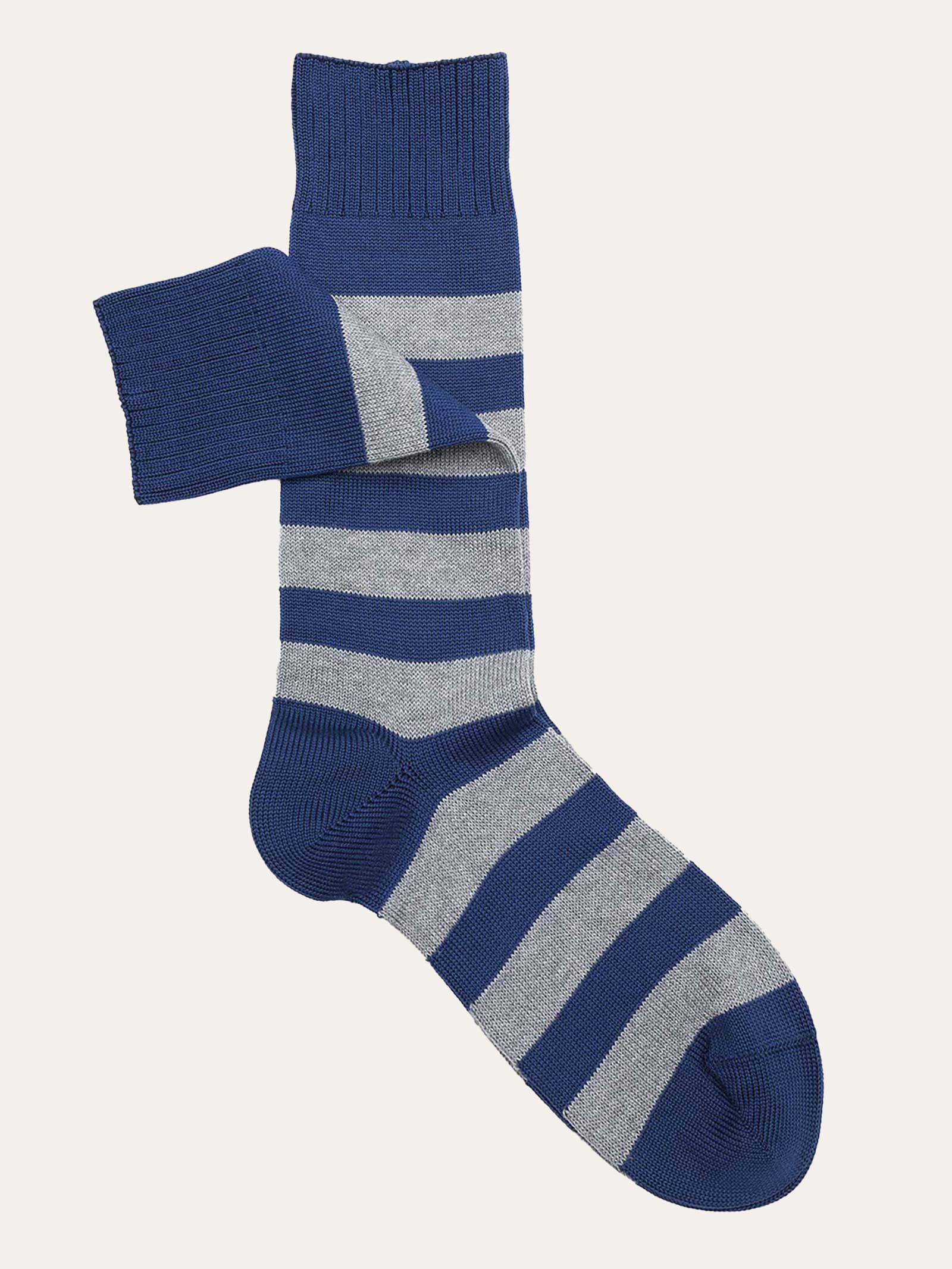 Bicolor striped short socks in fine cotton - Image 1