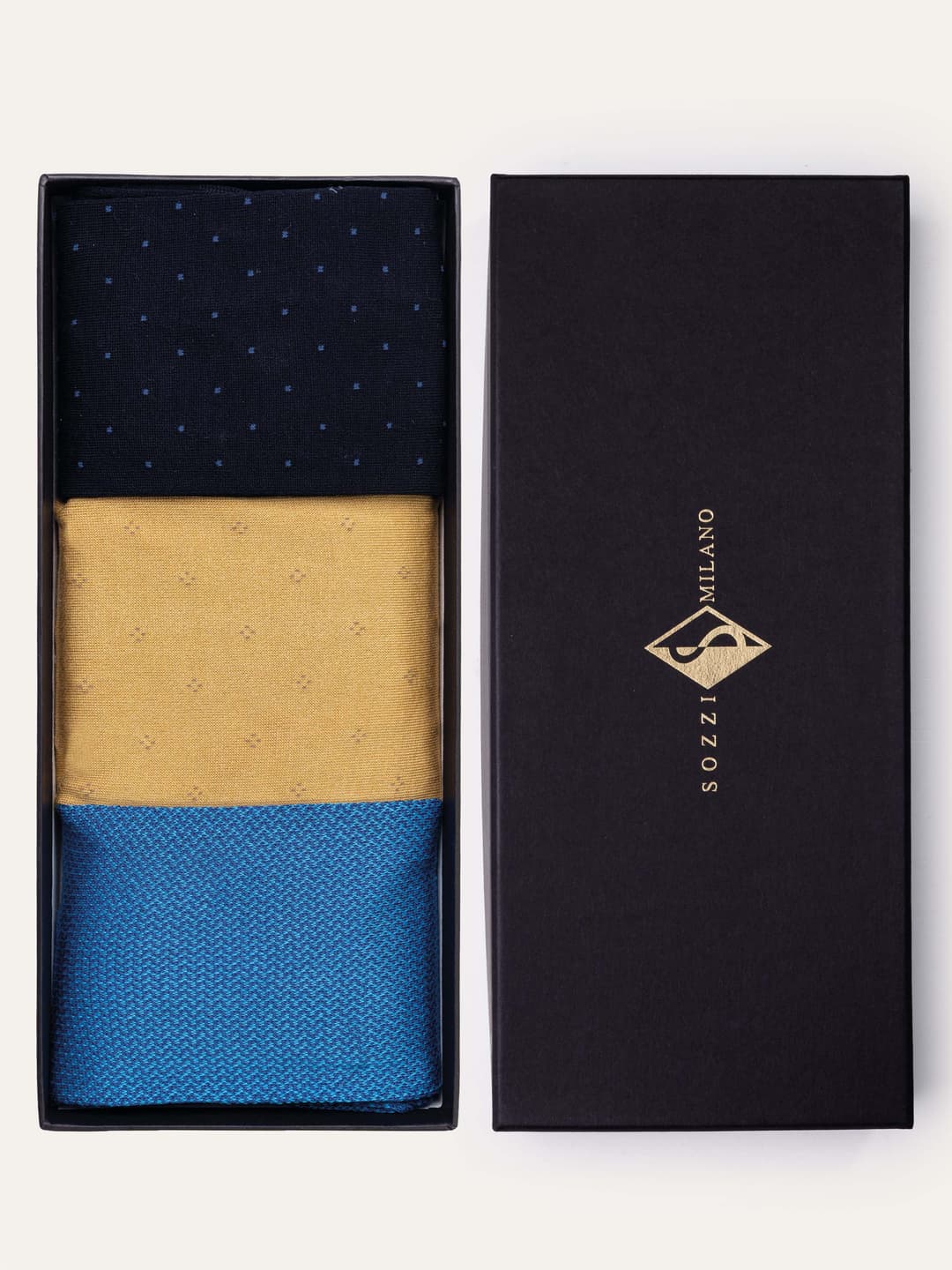 Gift Box with 3 Pairs of Long Classic Patterned Lisle Thread Socks