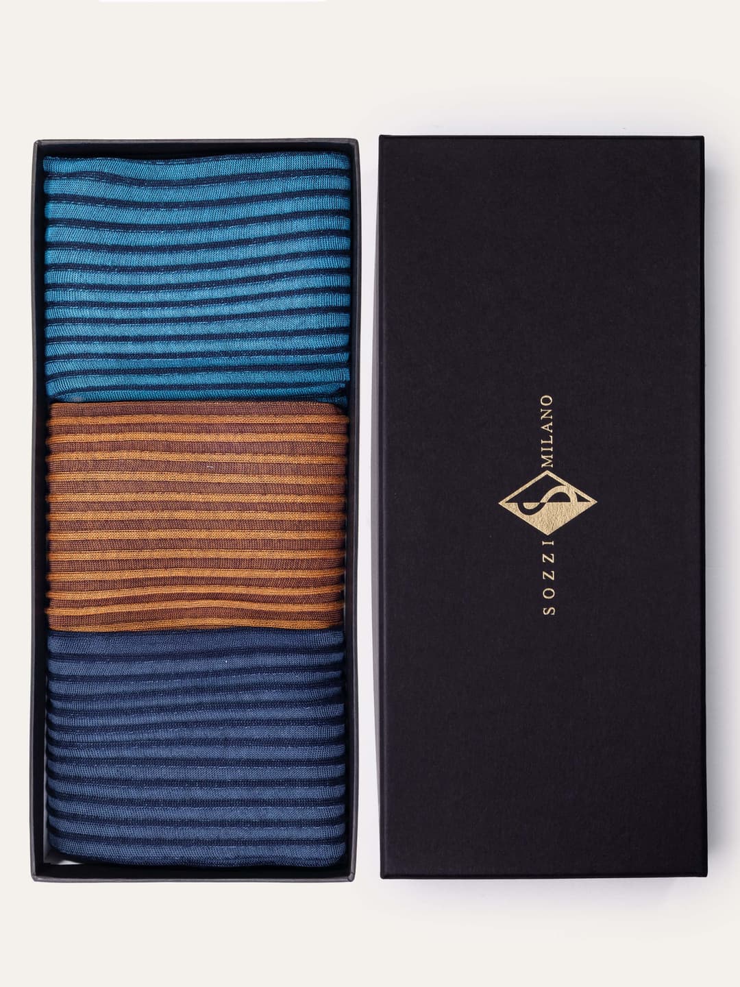 Gift Box with 3 Pairs of Reverse Rib Long Socks in Sea Island Cotton