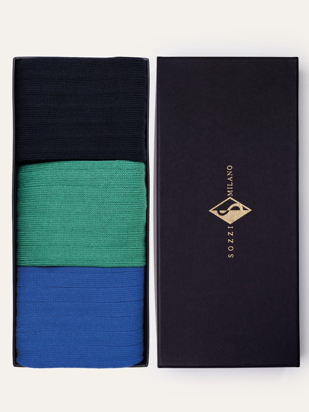 Gift Box of 3 Pairs of Ribbed Solid Color Short Socks in Cool Cotton