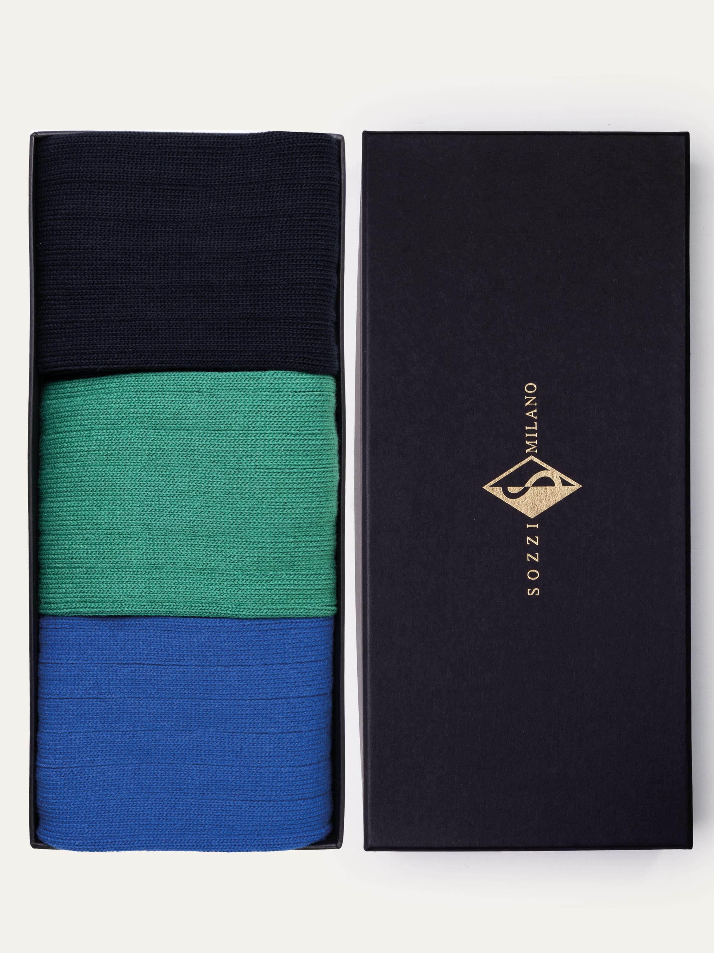 Estuche regalo 3 pares de Calcetines Cortos Acanalados Lisos en Algodón Fresco