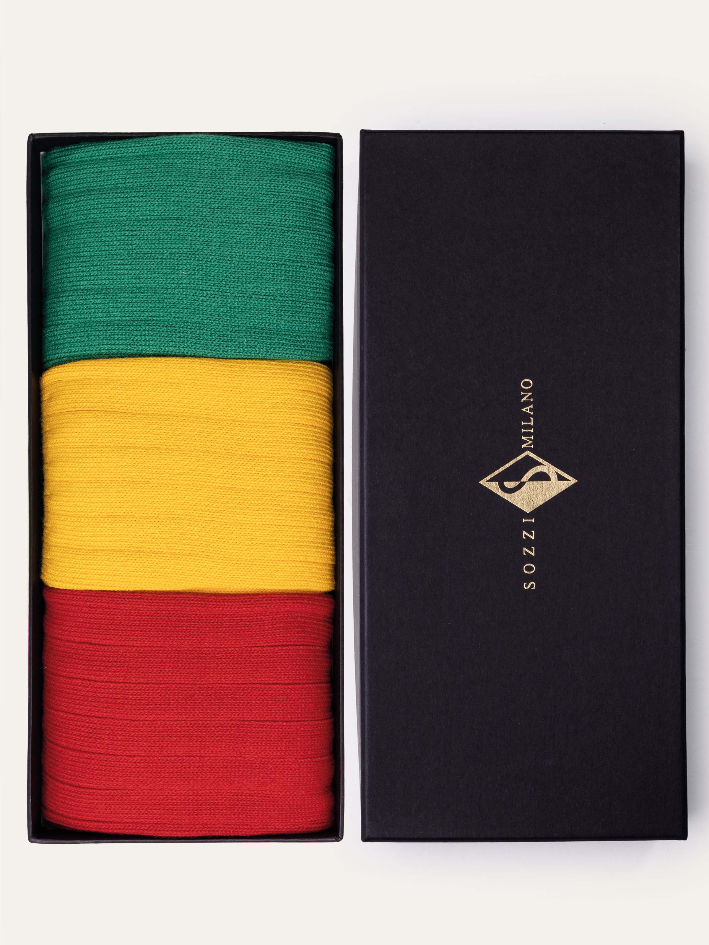 Estuche regalo 3 pares de Calcetines Cortos Acanalados de Algodón Fresco