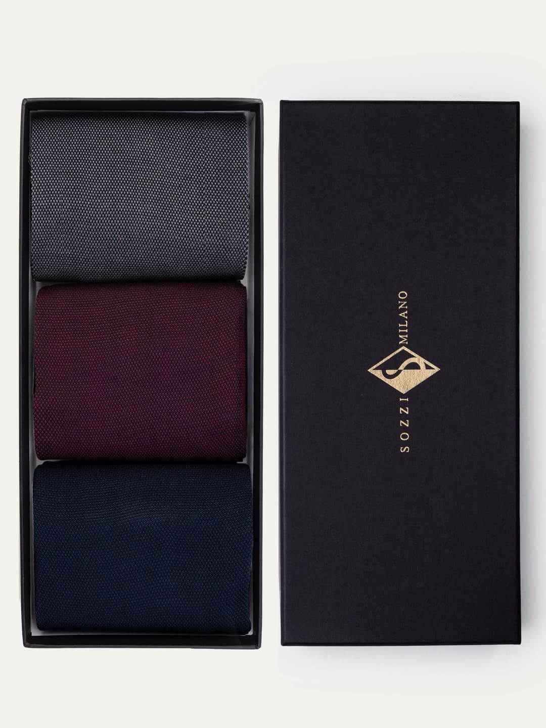 Gift Box with 3 Pairs of Rice Grain Pattern Socks in Sea Island Cotton
