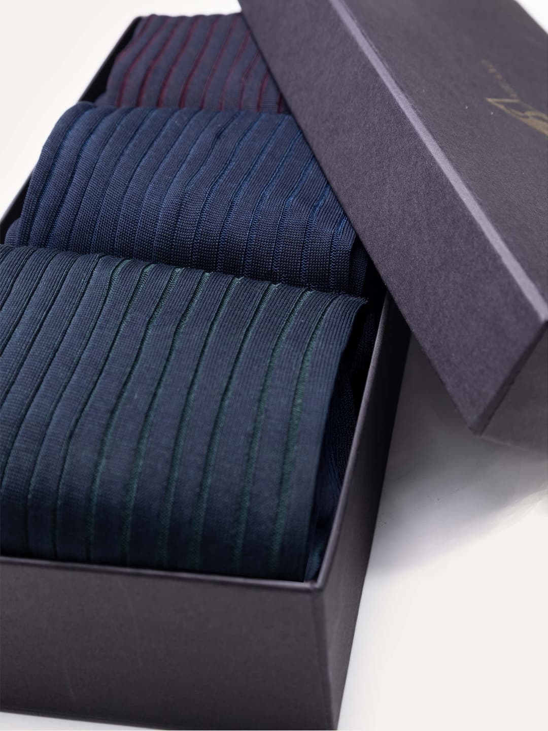 Gift Box with Three Pairs of Classic Ribbed Short Socks