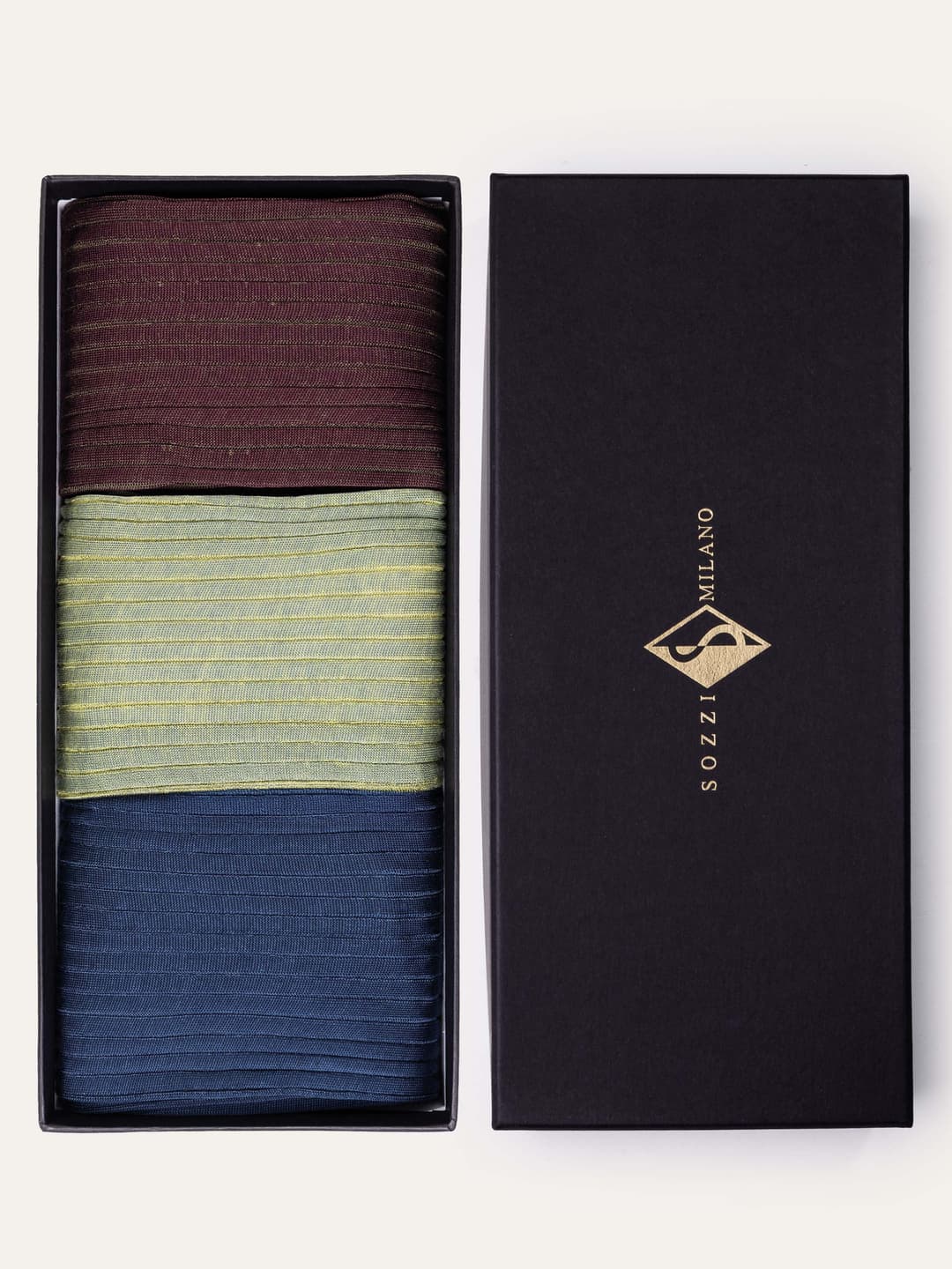 Gift Box of Three Classic Ribbed Long Socks in Scottish Thread