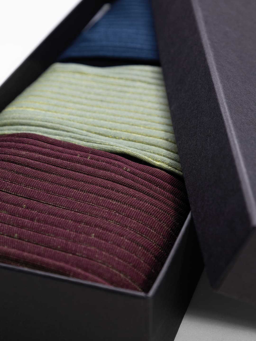 Gift Box of Three Classic Ribbed Long Socks in Scottish Thread