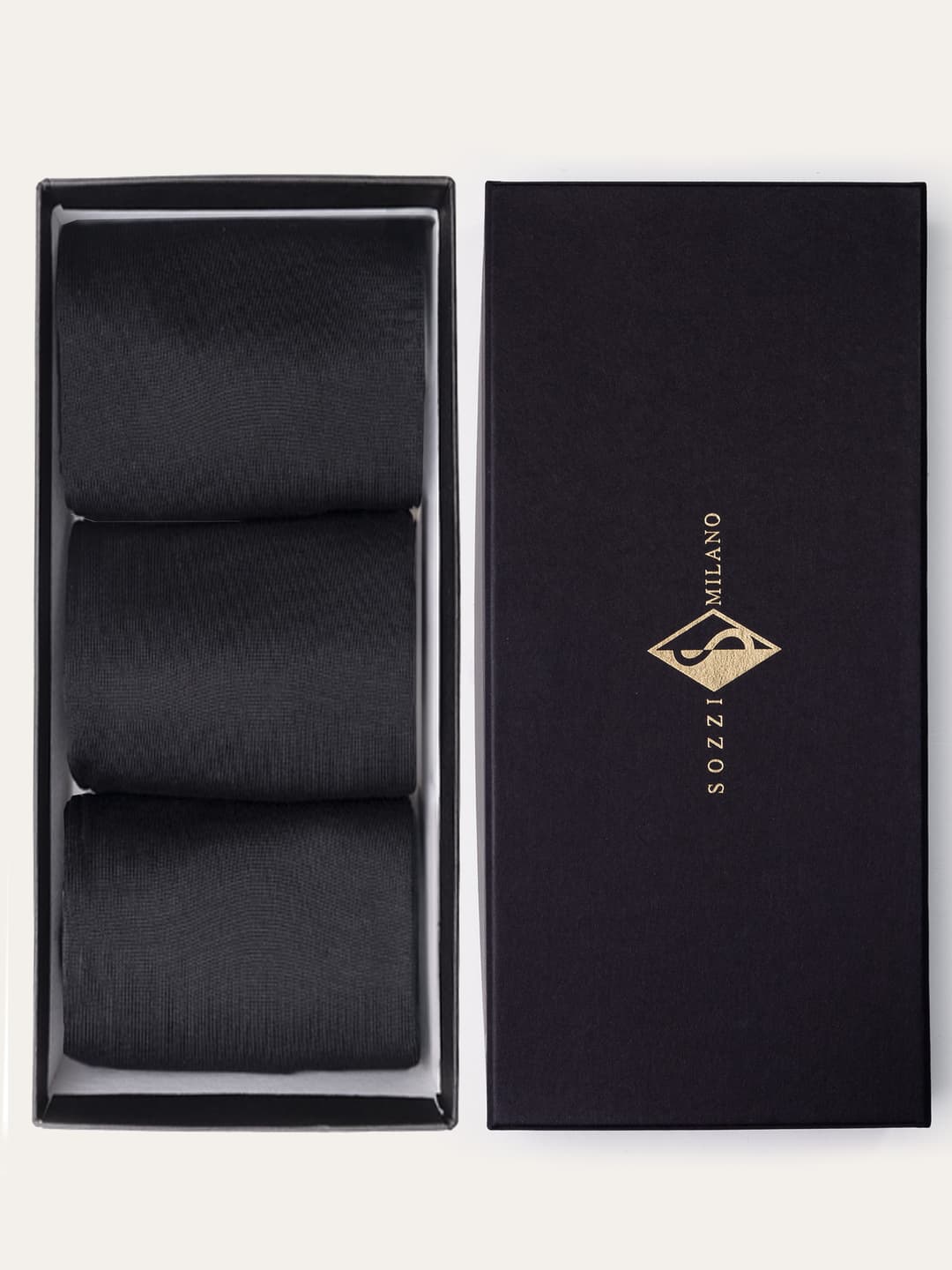 Gift Box 3 pairs of Long Plain Socks in Lisle Cotton - Anthracite