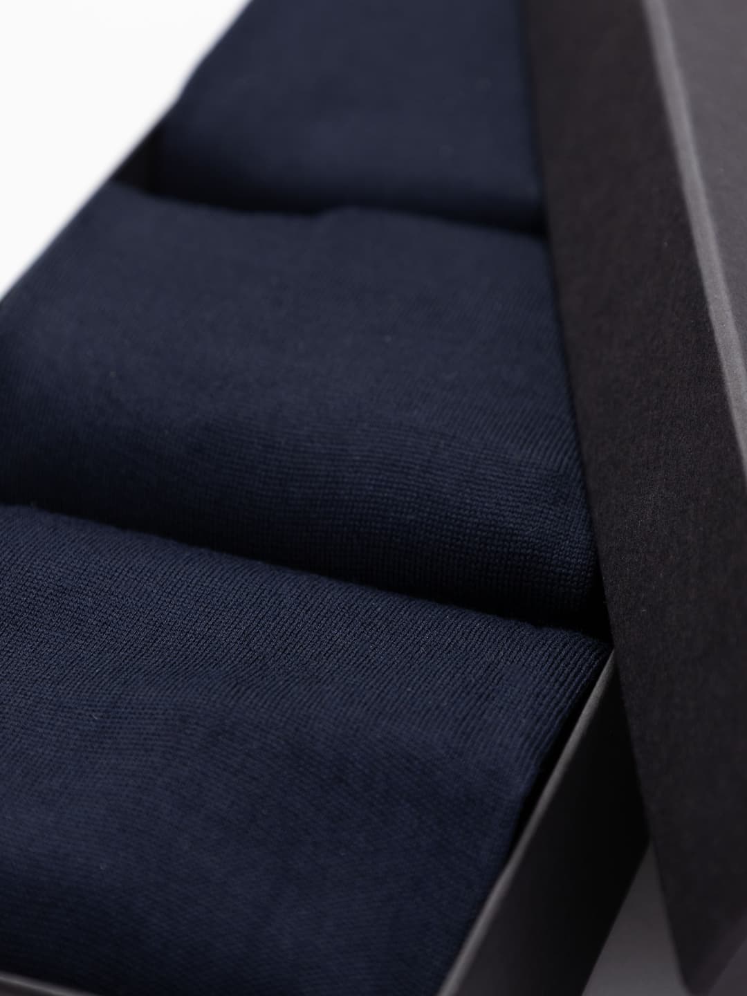 Gift Box with 3 Pairs of Solid Color Long Socks in Lisle Cotton - Blue