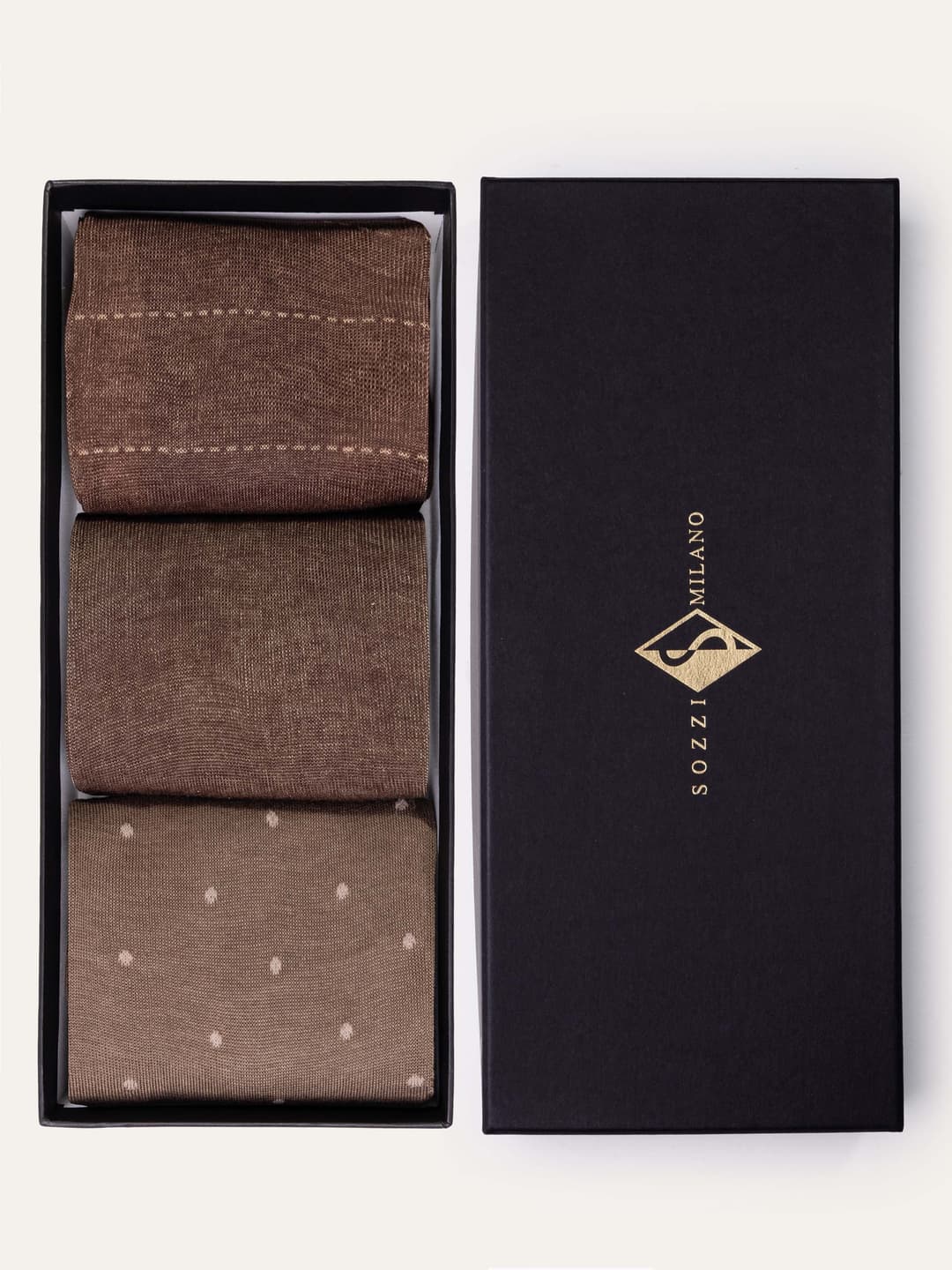 Gift Box with 3 pairs of Long Classic Pattern Socks in Lisle Cotton