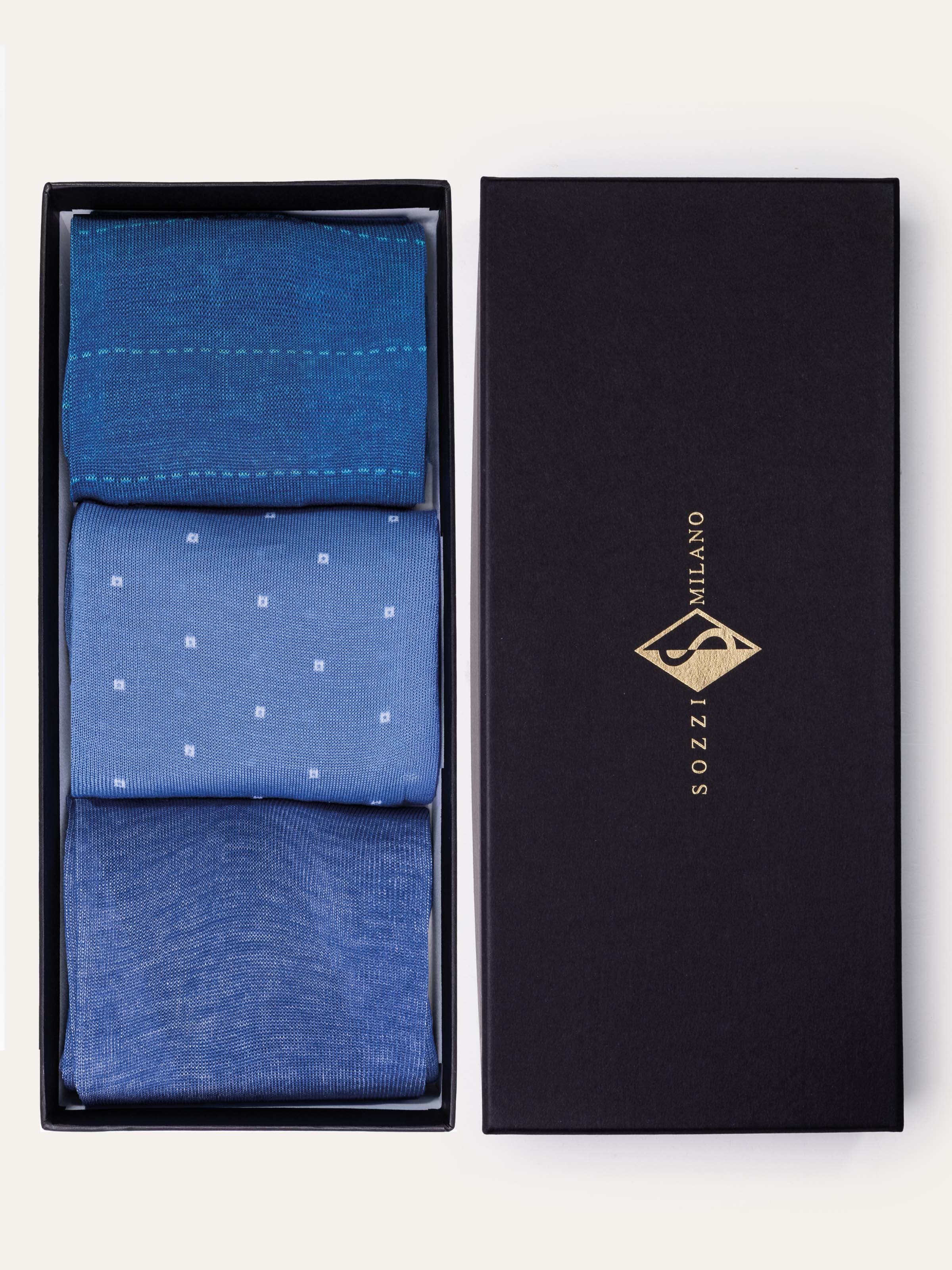 Confezione Regalo 3 paia di calze Lunghe Fantasie Classiche in Filo di Scozia - Image 1