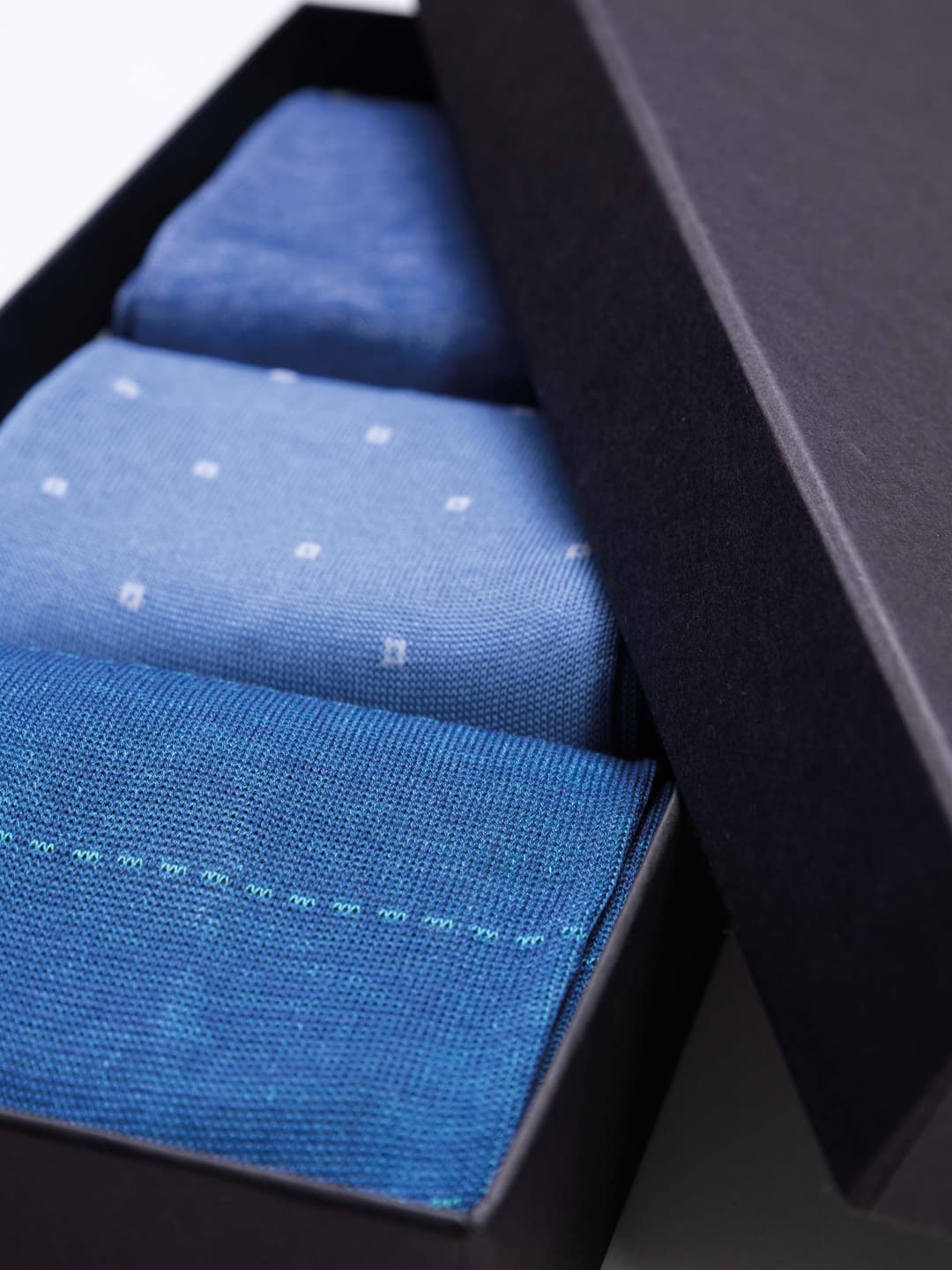 Gift Box Set of 3 Long Socks with Classic Patterns in Lisle Cotton