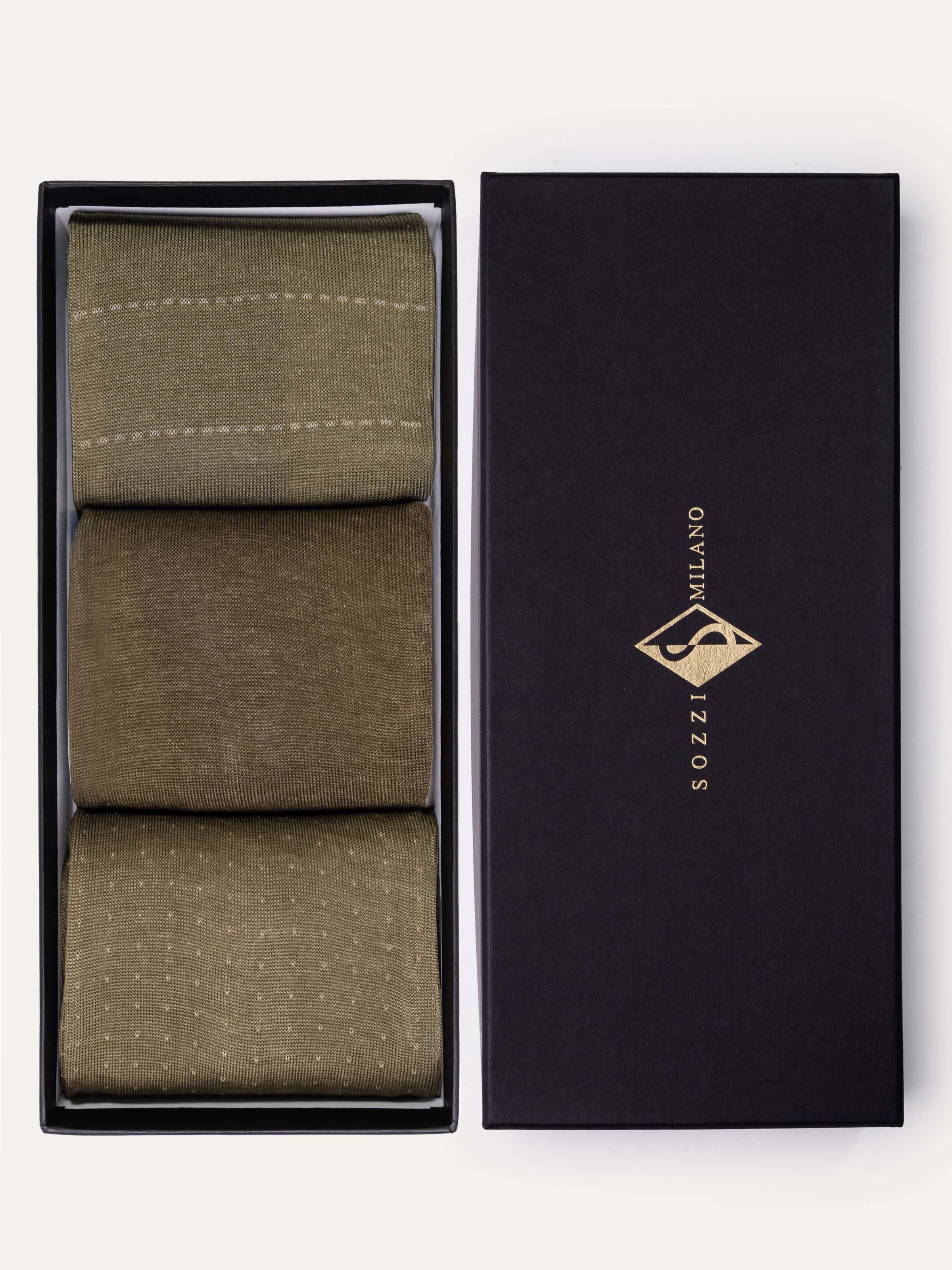 Confezione Regalo 3 paia di calze Lunghe Fantasie Classiche in Filo di Scozia - Image 1