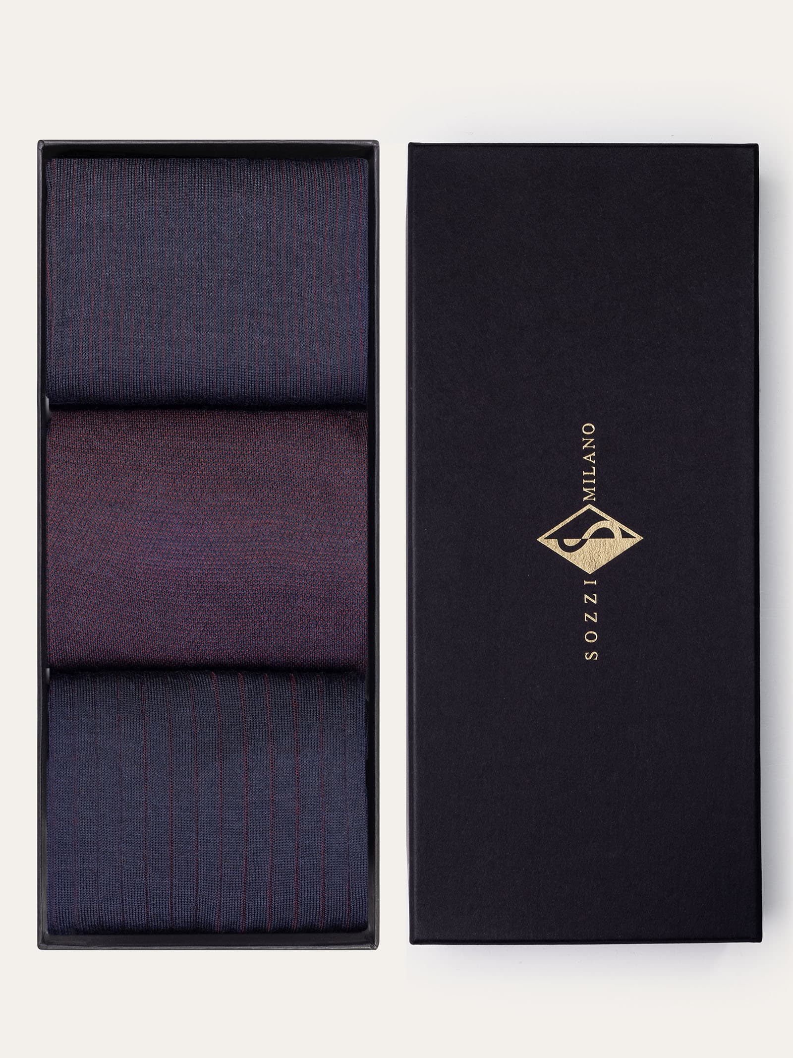 Gift box 3 Pairs Ribbed Wool Fancy Socks - Image 1