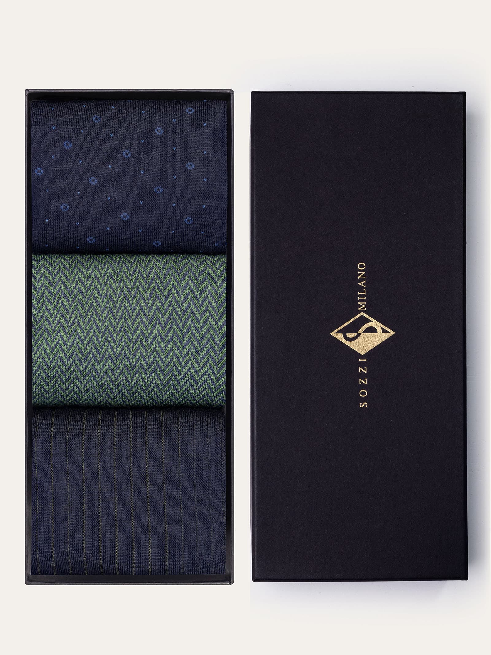 Geschenkbox mit 3 Paar Gemusterten Wollsocken - Image 1