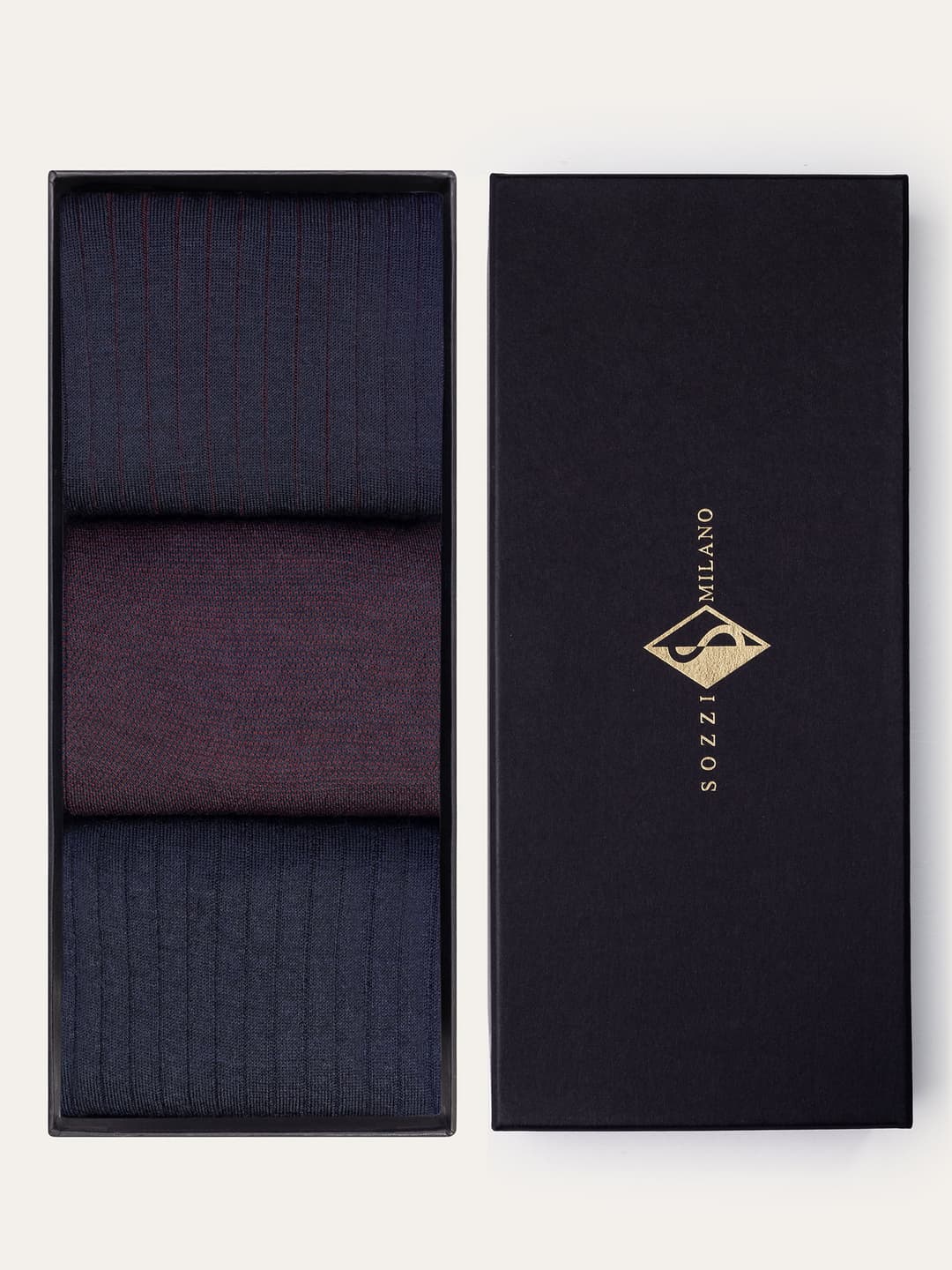 Gift box with 3 Pairs of Patterned Wool Socks
