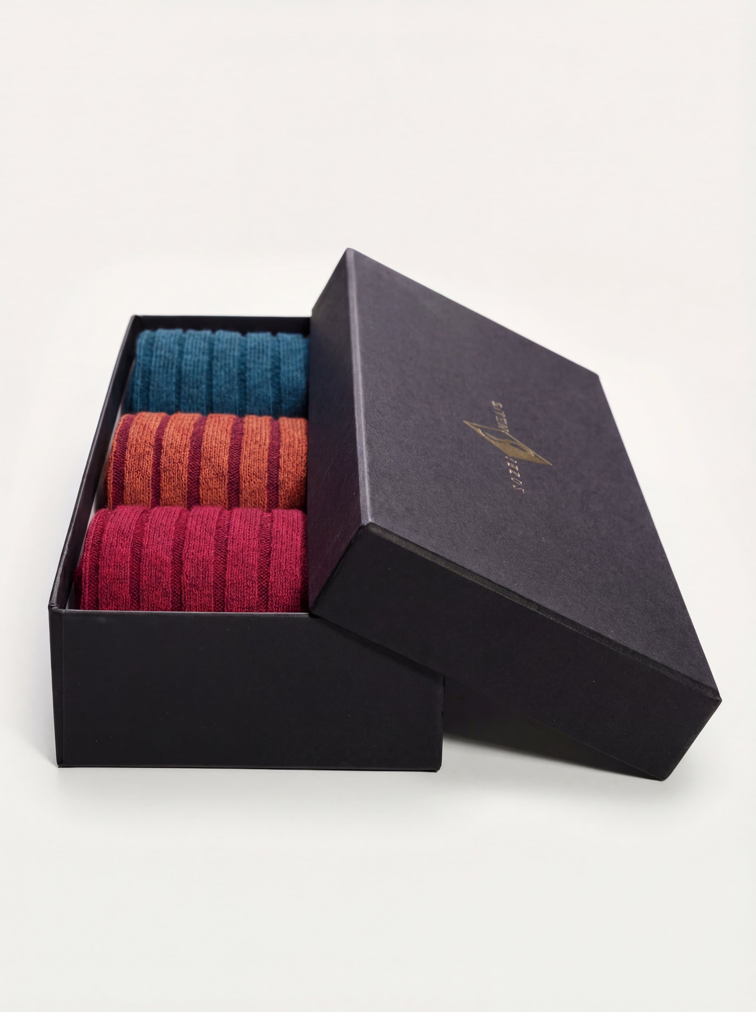 Cofanetto Regalo 3 paia calze Corte a costa Larga Color Block in misto Cashmere - Image 2