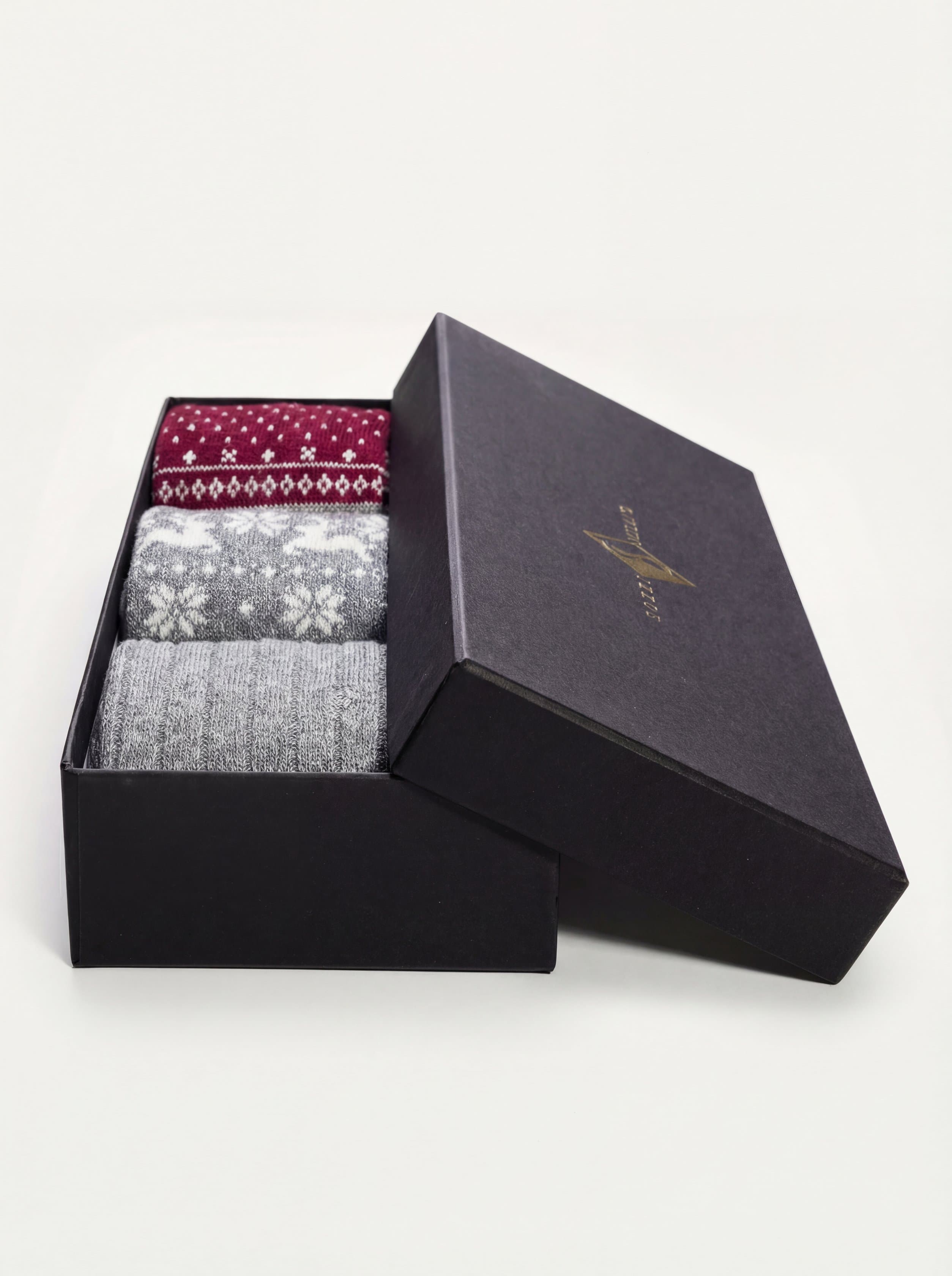 Cofanetto Regalo 3 paia calze Lunghe fantasia Natalizia in misto Cashmere - Image 2
