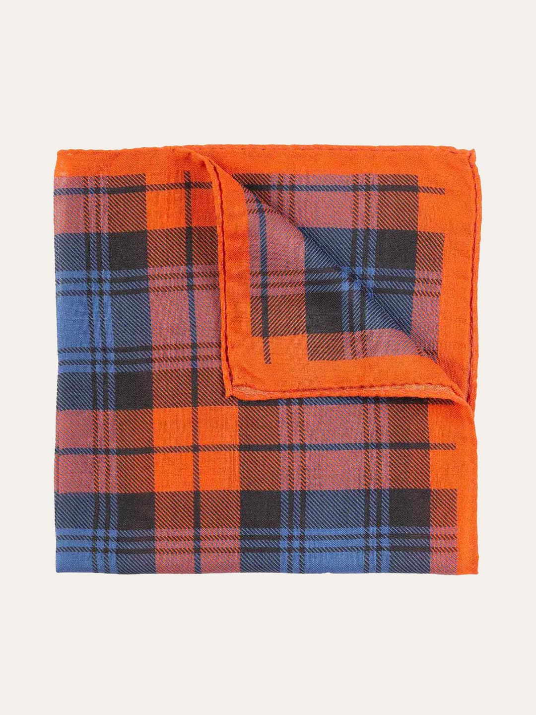 Wool Pocket Square with Tartan Pattern