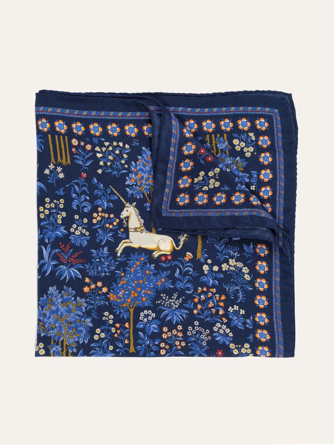 Pochette da Taschino in Seta fantasia Unicorni e Fiori