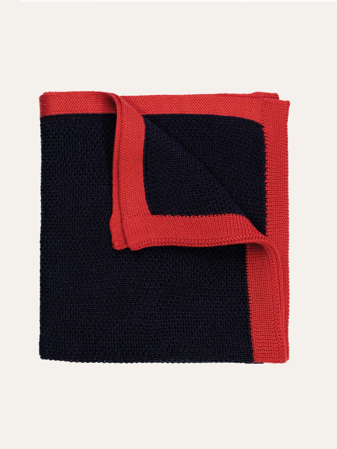 Fazzoletto da taschino in maglia di seta con bordo a contrasto