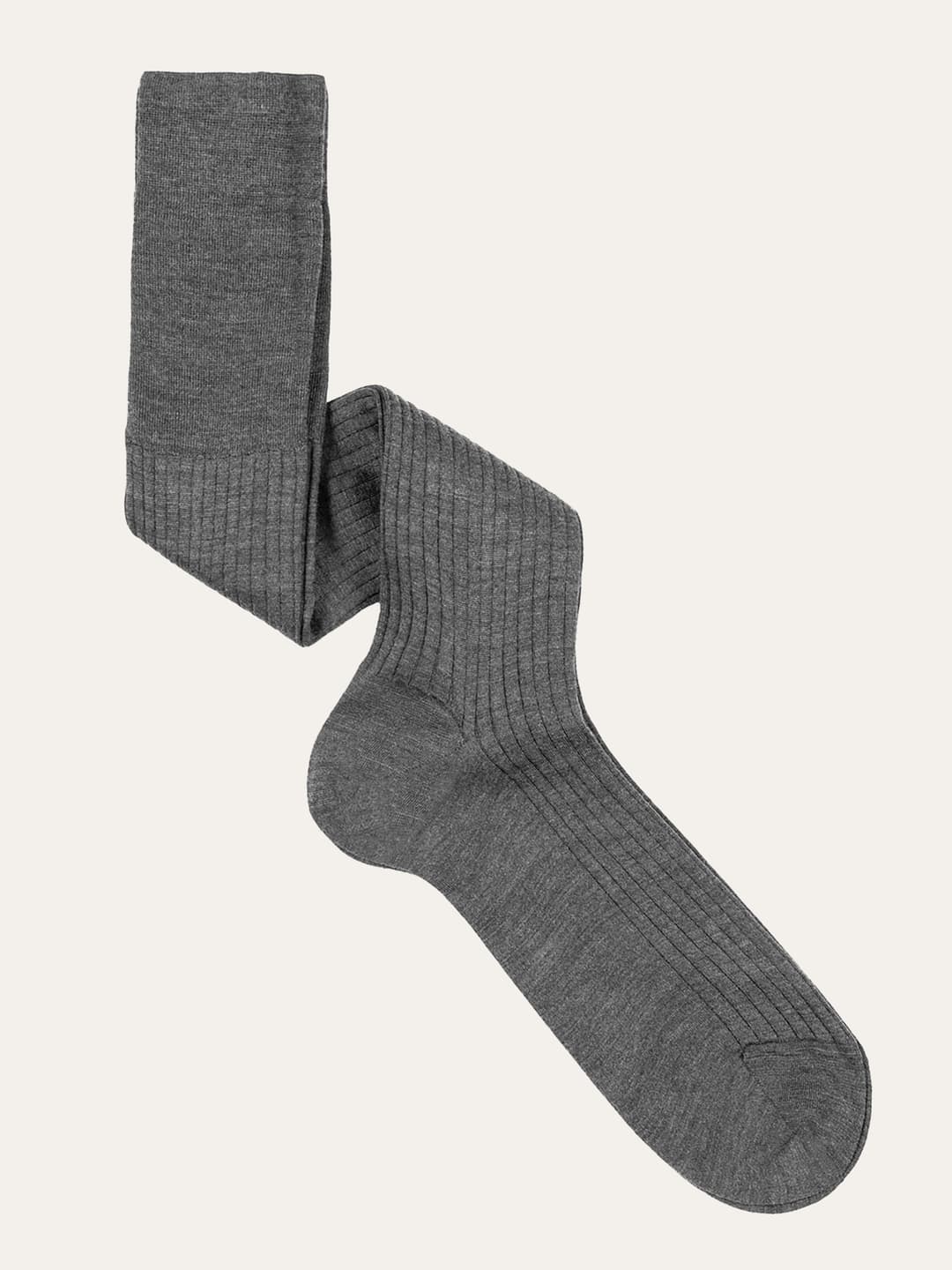 Classic ribbed long socks in merino wool