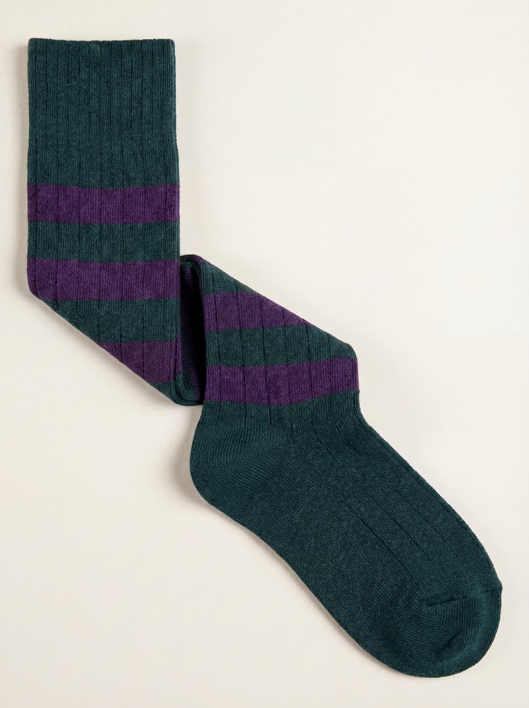 Ribbed Long Socks Striped Pattern in Cashmere Blend