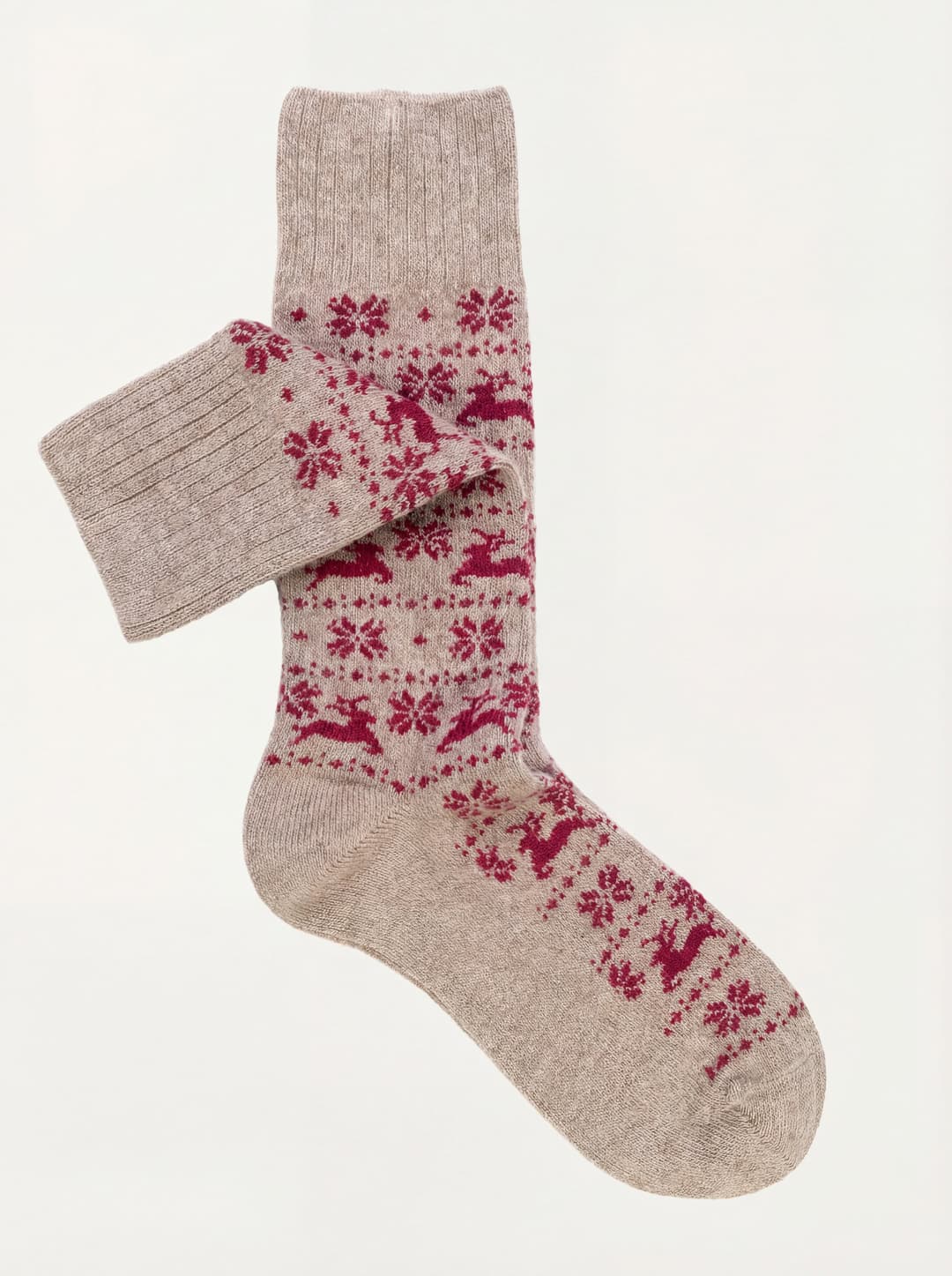 Short Holiday Pattern Socks in Cashmere Blend