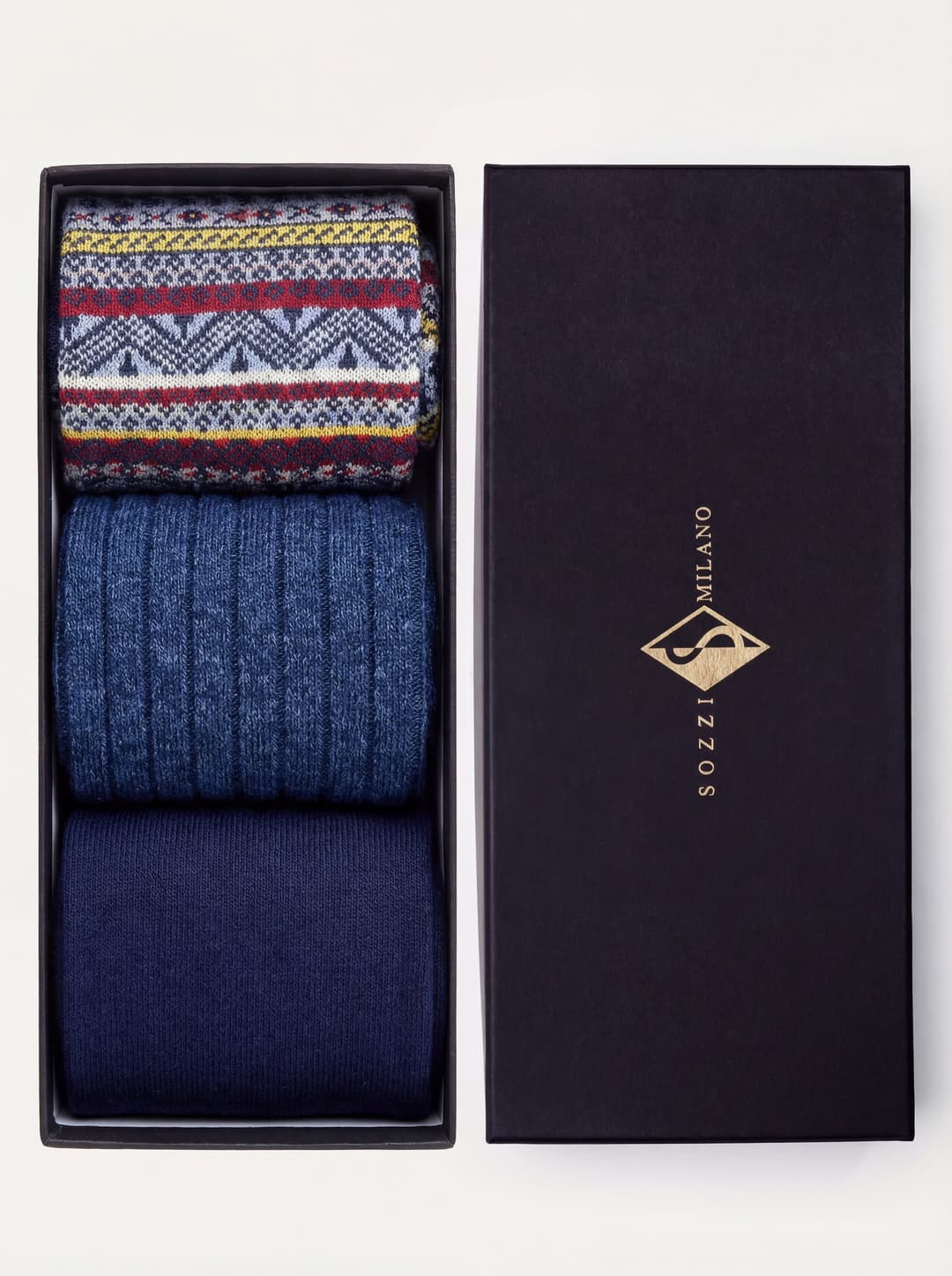 Cofanetto Regalo 3 paia calze Corte fantasie in misto Cashmere